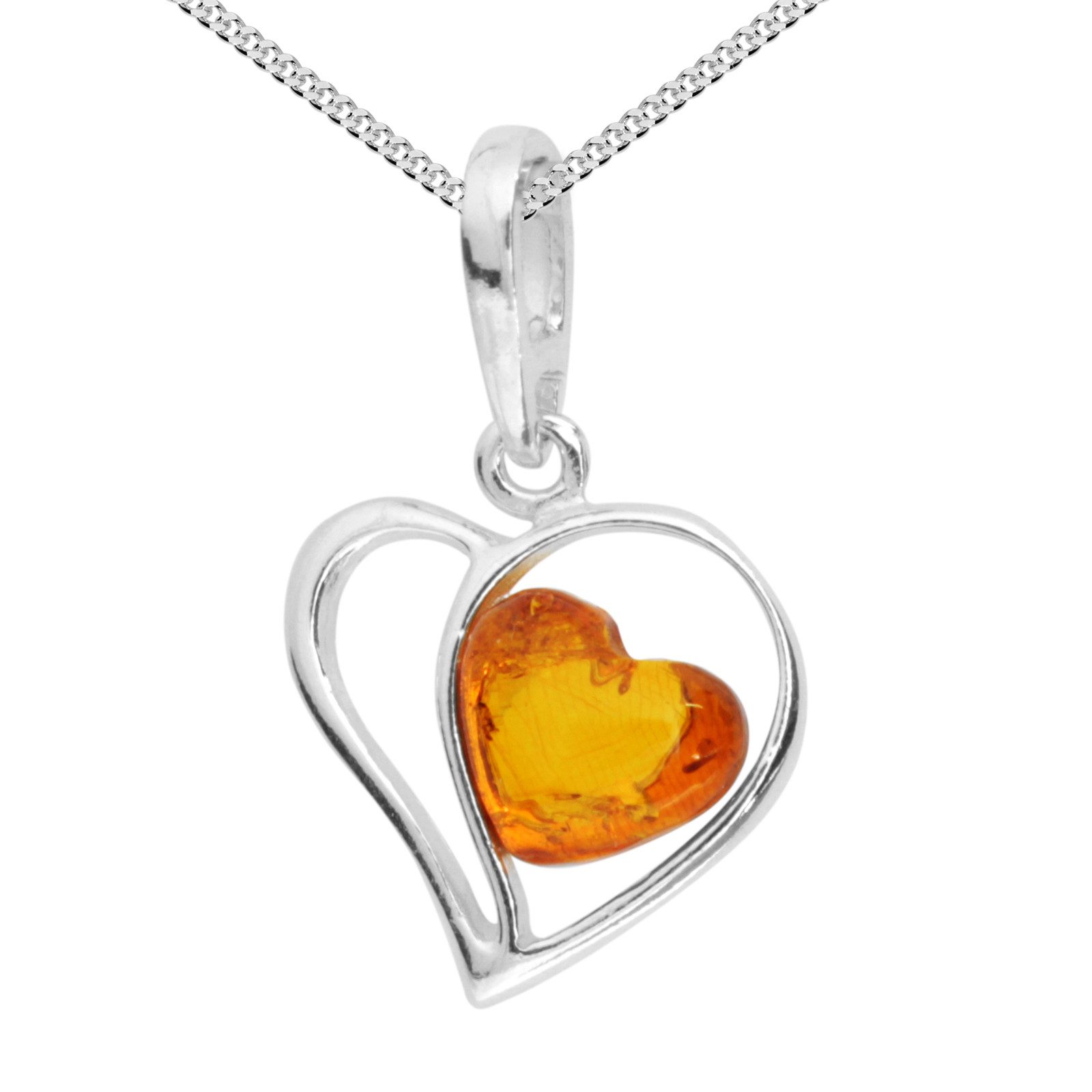 Kette mit Anhänger Ostsee-Schmuck Kette mit Anhänger Herz Kette mit Anhänger Herz