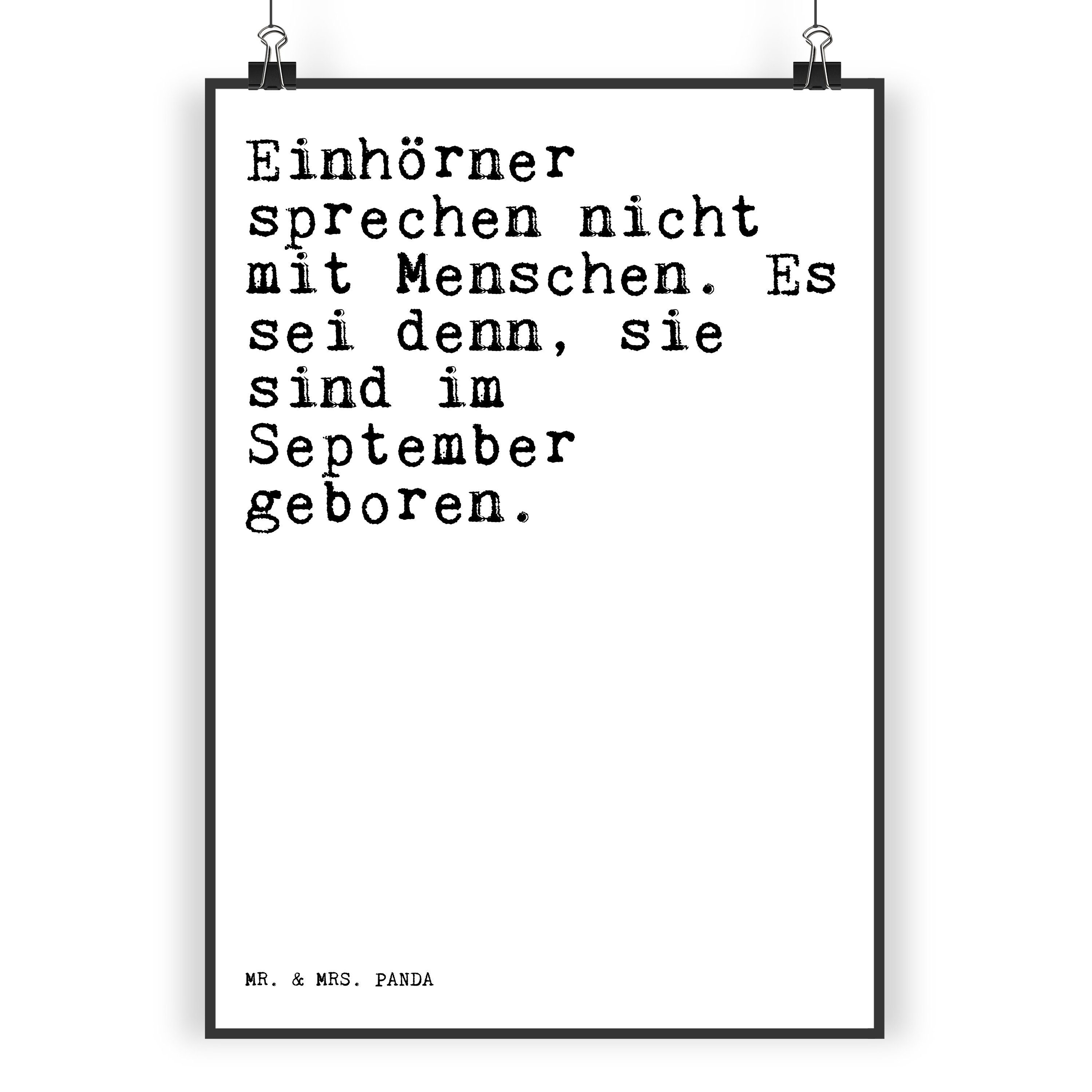 ᐅ Mr. & Mrs. Panda Poster DIN A5 Einhörner sprechen nicht mit... Weiß