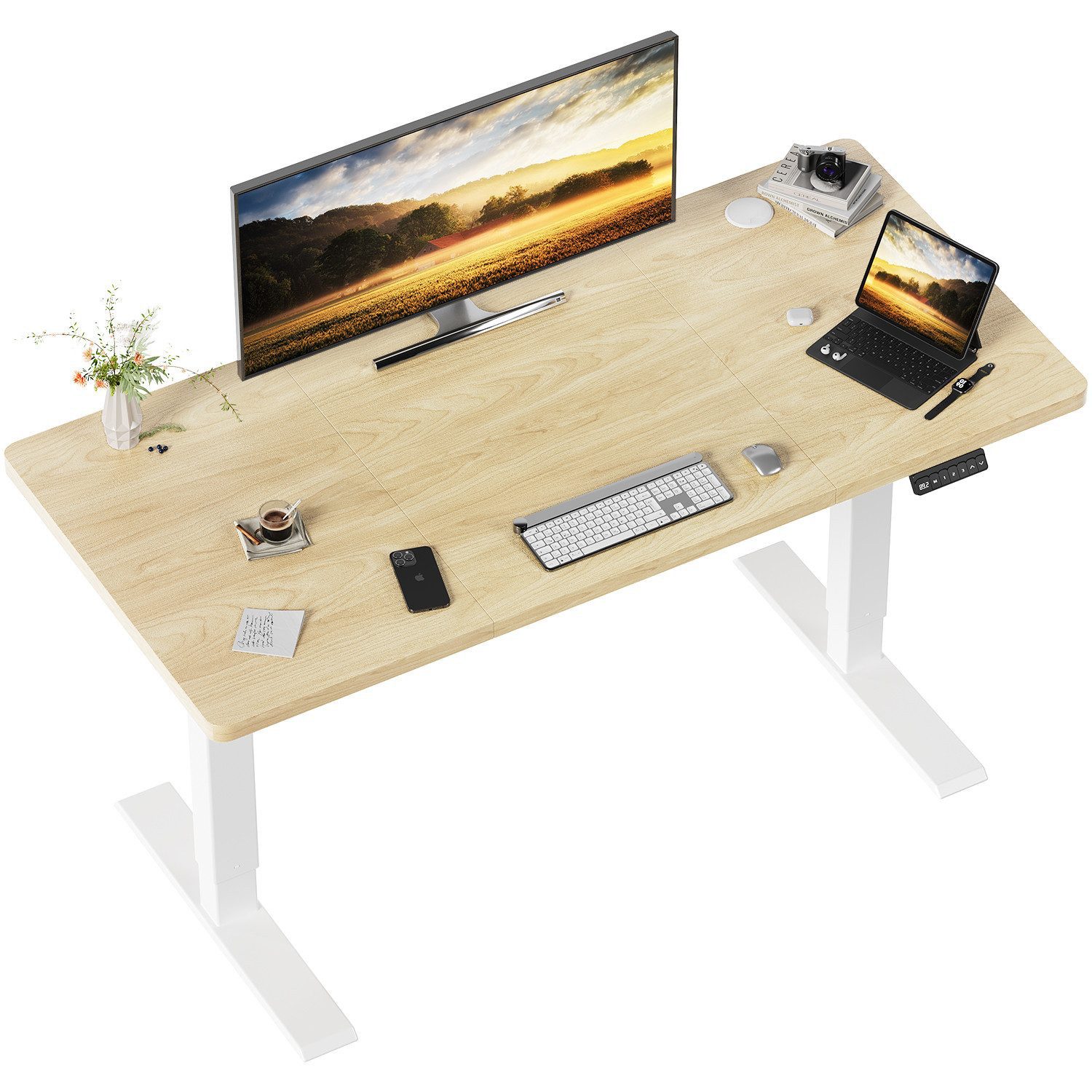 HOMALL Schreibtisch Höhenverstellbar elektrischer Memory-Funktion 100/120/140/160/180cm (Zweistufige Hohenverstellung Ergonomischer Kopfhorerhaken und Kabelhalterung, ostern geschenke)