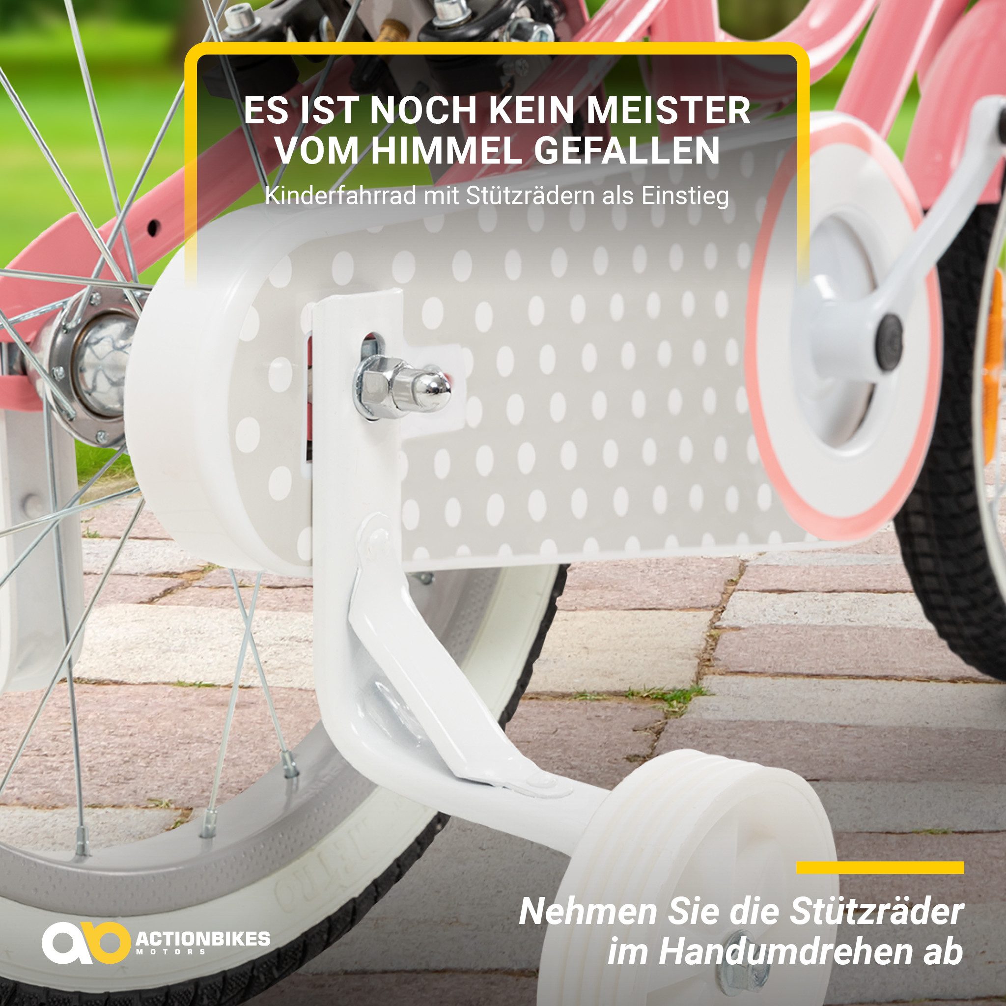 Actionbikes Motors Kinderfahrrad Starlight inkl. Fahrradkorb, 1 Gang, (Kinder Fahrrad, Fahrrad für Kinder, Fahrrad b 4 Jahre, V-Brake-Bremse, Fahrradständer, 20 Zoll, 16 Zoll & 12 Zoll), höhenverstellbares Bike Mädchen Rad Kinderrad ab 4 Jahre