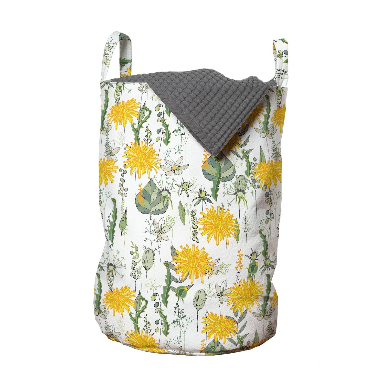 Abakuhaus Wäschesäckchen Wäschekorb mit Griffen Kordelzugverschluss für Waschsalons, Natur Narzissen und Wiesenblumen | Wäschesäcke