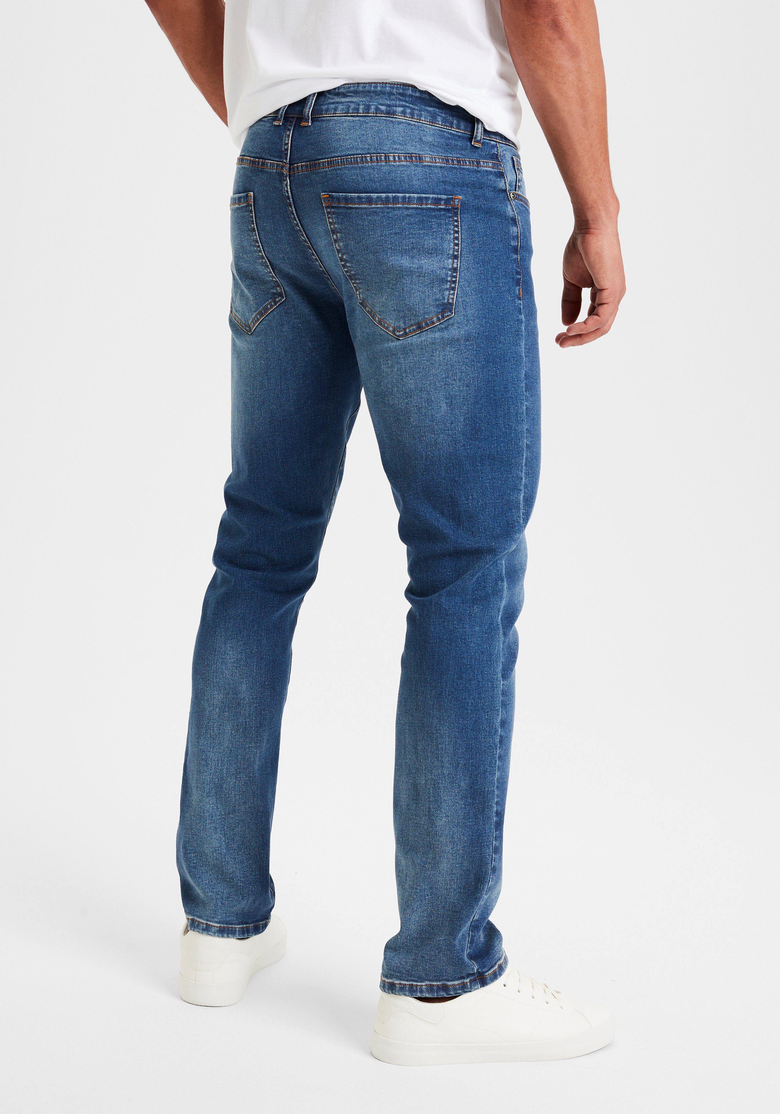 elastischer aus Buffalo Denim-Qualität Straight-fit dark-blue-denim Jeans 5-Pocket-Jeans