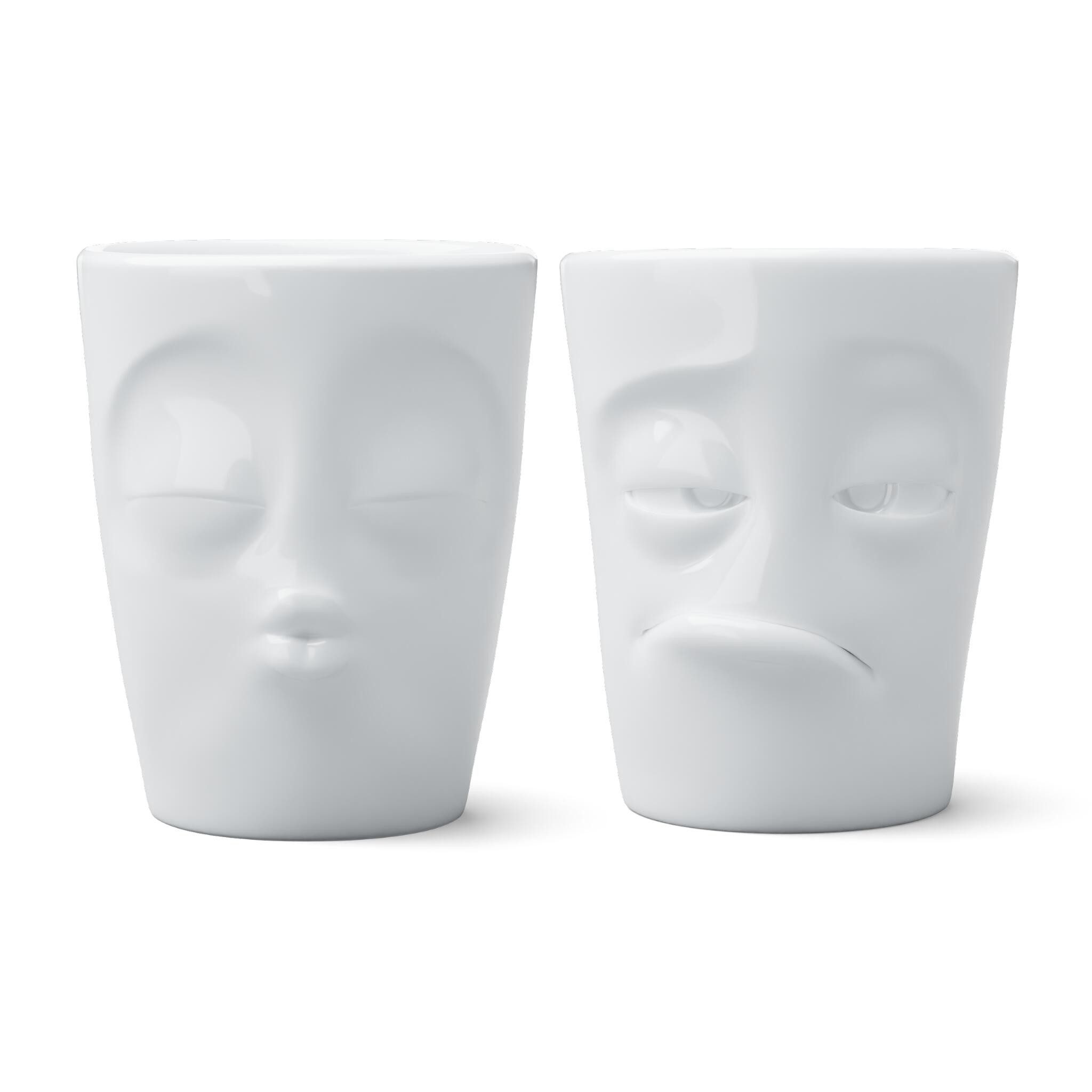 FIFTYEIGHT PRODUCTS Becher Henkelbecher Set Wachgeküsst: Küssend & Verpennt, Hartporzellan, Spülmaschinenfest und Mikrowellengeeignet