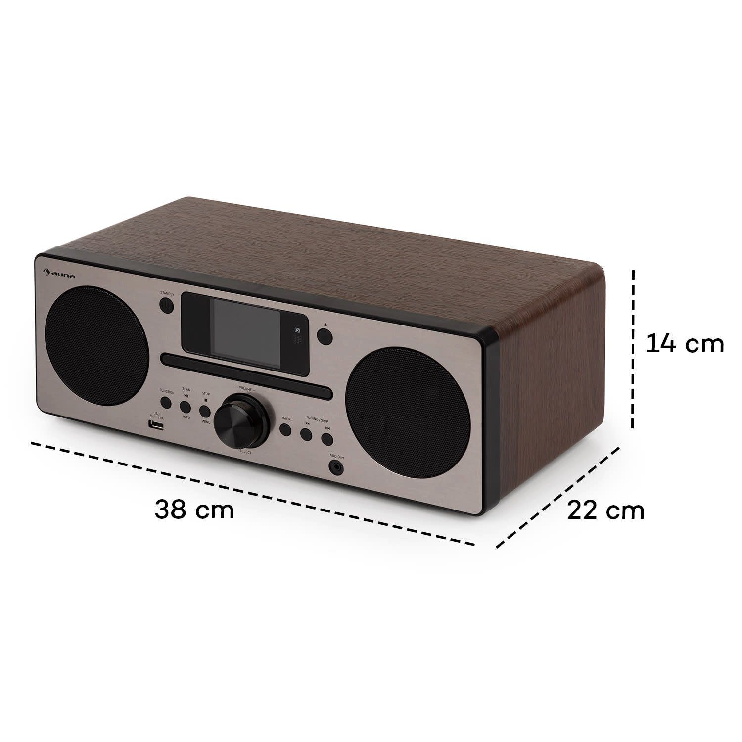 Harvard Walnuss 20 Radio WLAN Radio Auna DAB Digitalradio mit Plus Küchenradio) W, Bluetooth - RDS, (DAB+;UKW Internetradio