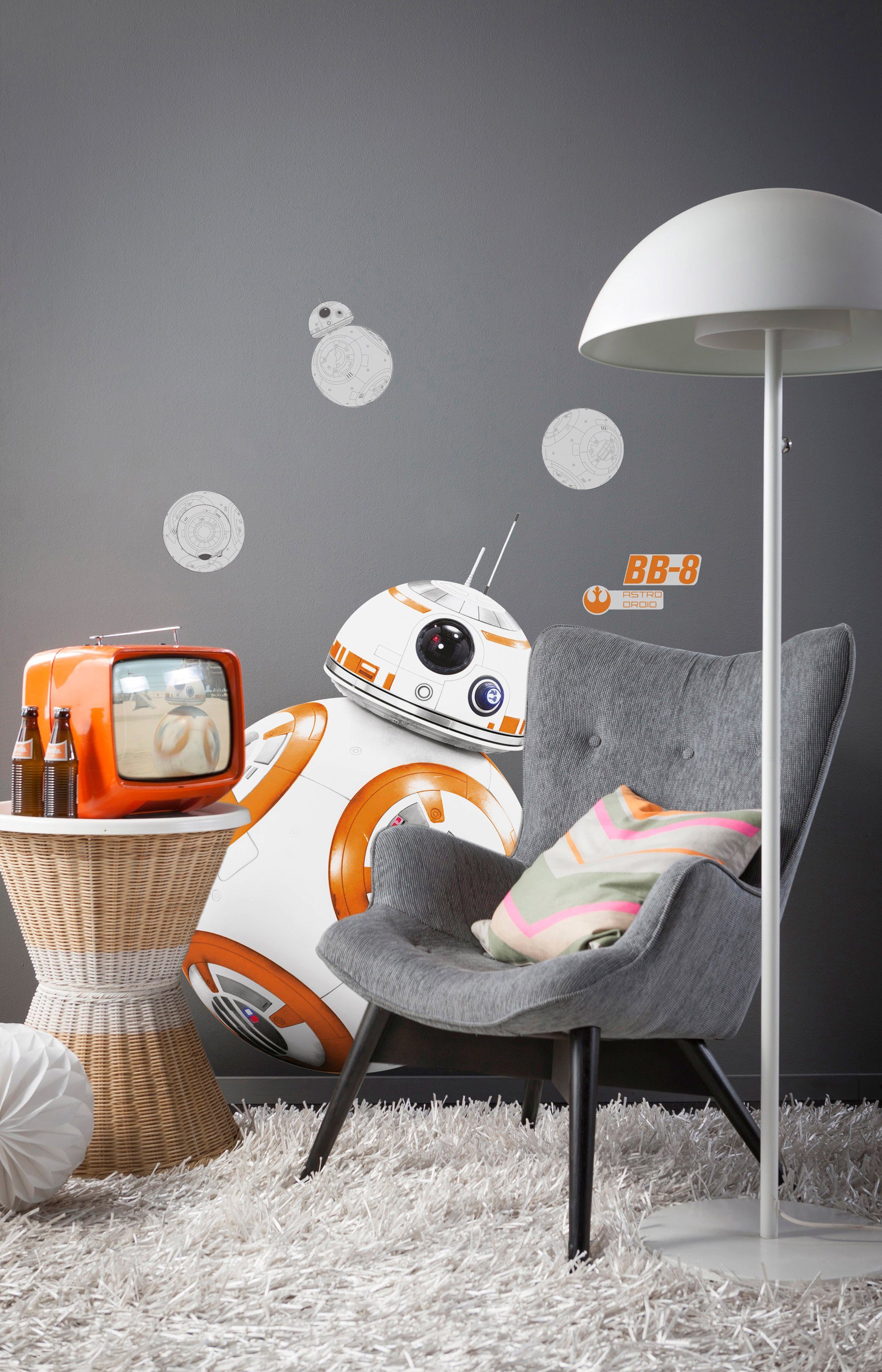 Komar Wandtattoo Star Wars BB-8 - Größe 100 x 70 cm (6 St), selbstklebend, Wandsticker, Kinderzimmer
