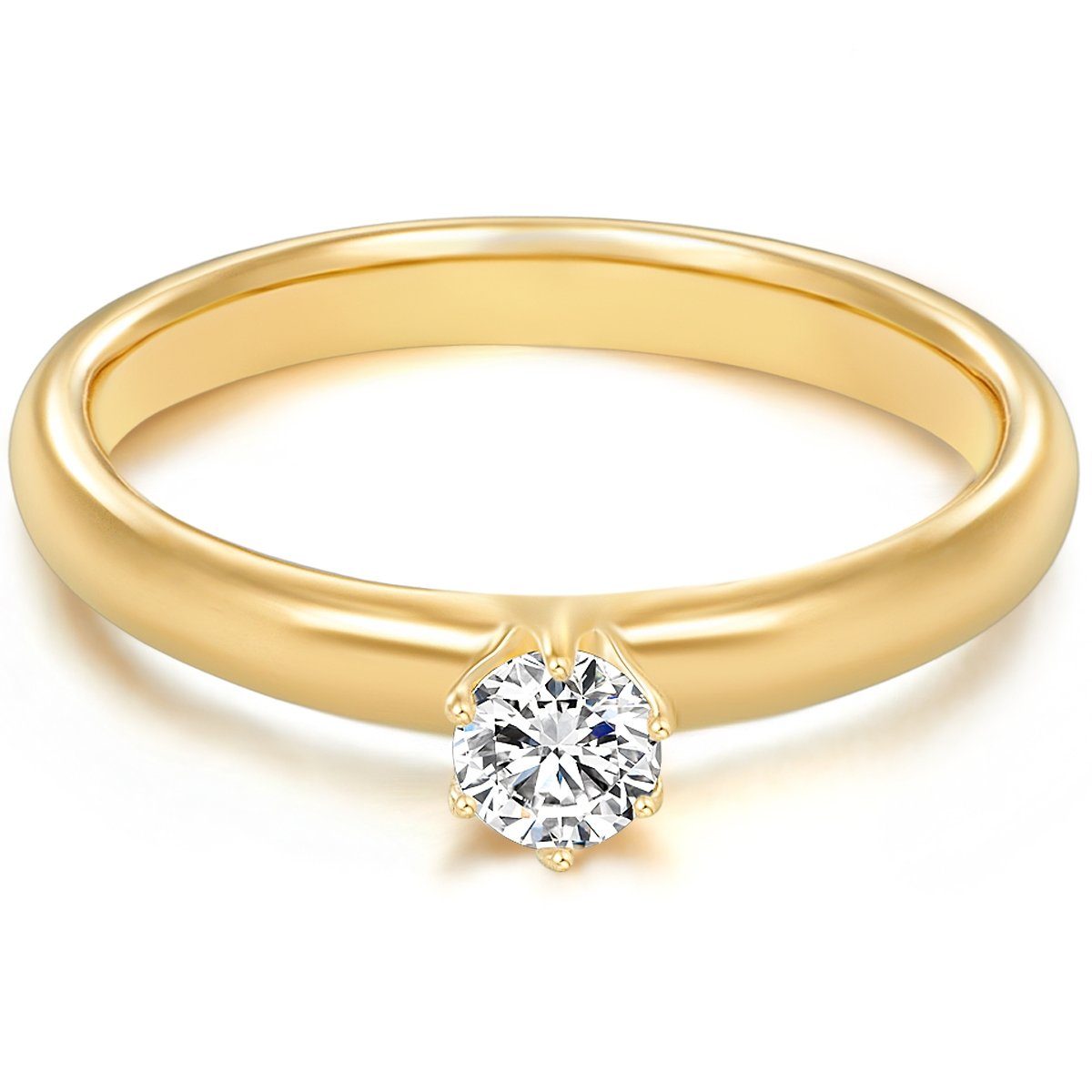 Trilani Silberring gelbgold, mit Zirkonia im Brillant-Look günstig online kaufen