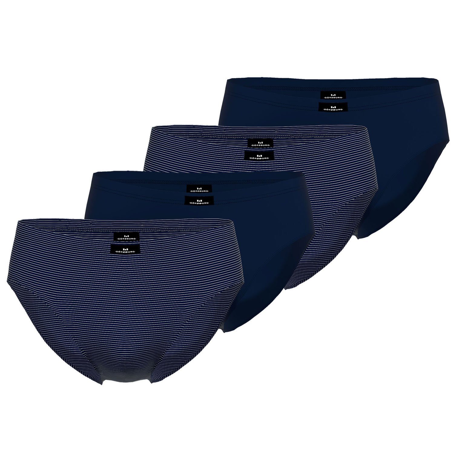 GÖTZBURG Slip (4-St) mit Elasthan, formstabil, spürbar weich, im 4er Pack navy gestreift