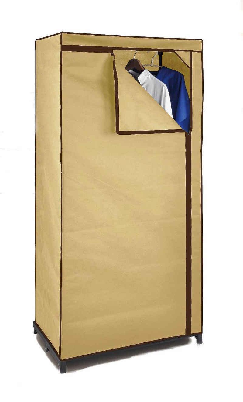Spetebo Stoffschrank Stoff Kleiderschrank mit Stange 160x75cm - beige