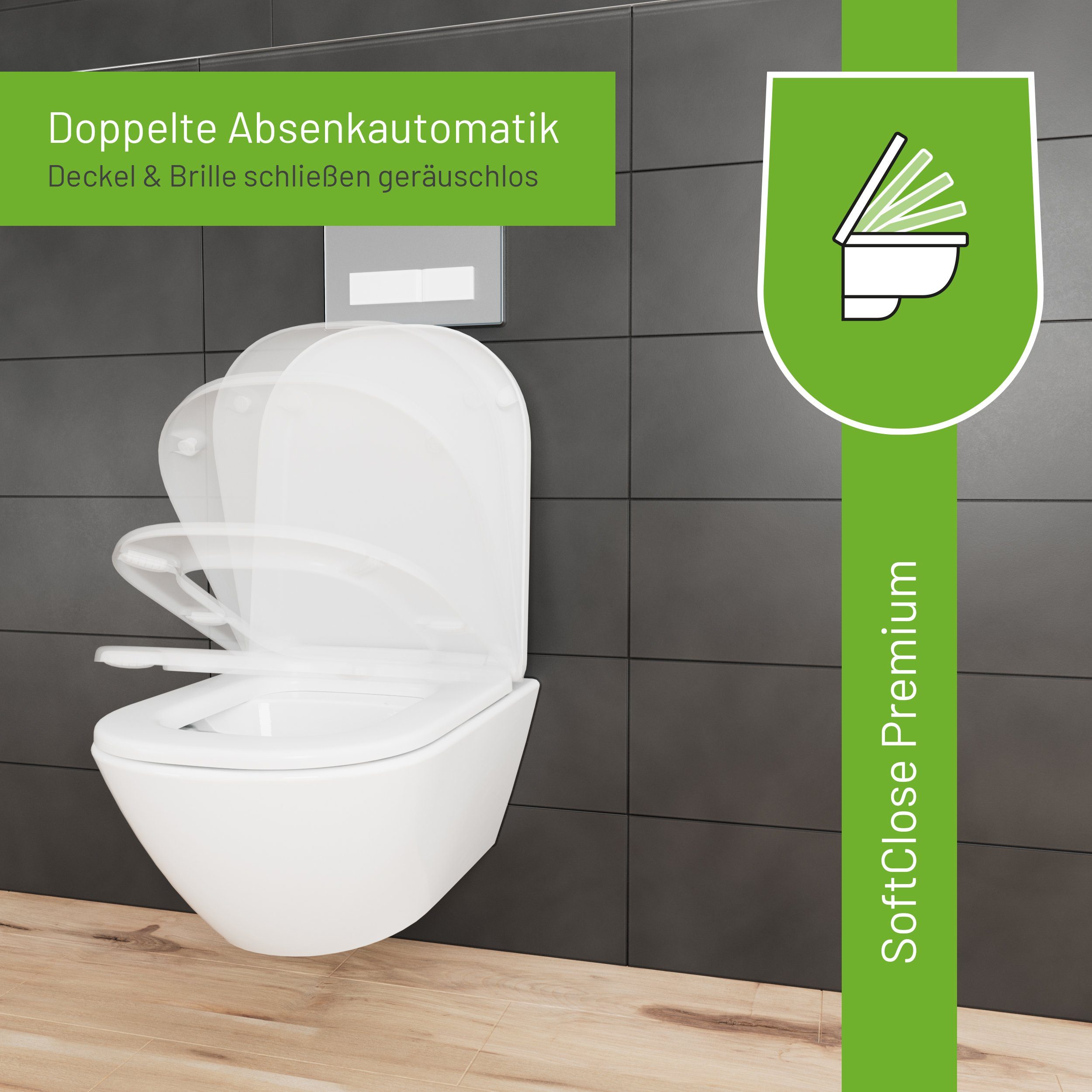 LUVETT WC-Sitz D900 D-Form Modern Absenkautomatik sanitär Antibakteriell, Softclose (1-St., Inklusive 3 Befestigungsmöglichkeiten), mit Original SoftClose® Abse – Bild 5 von 5