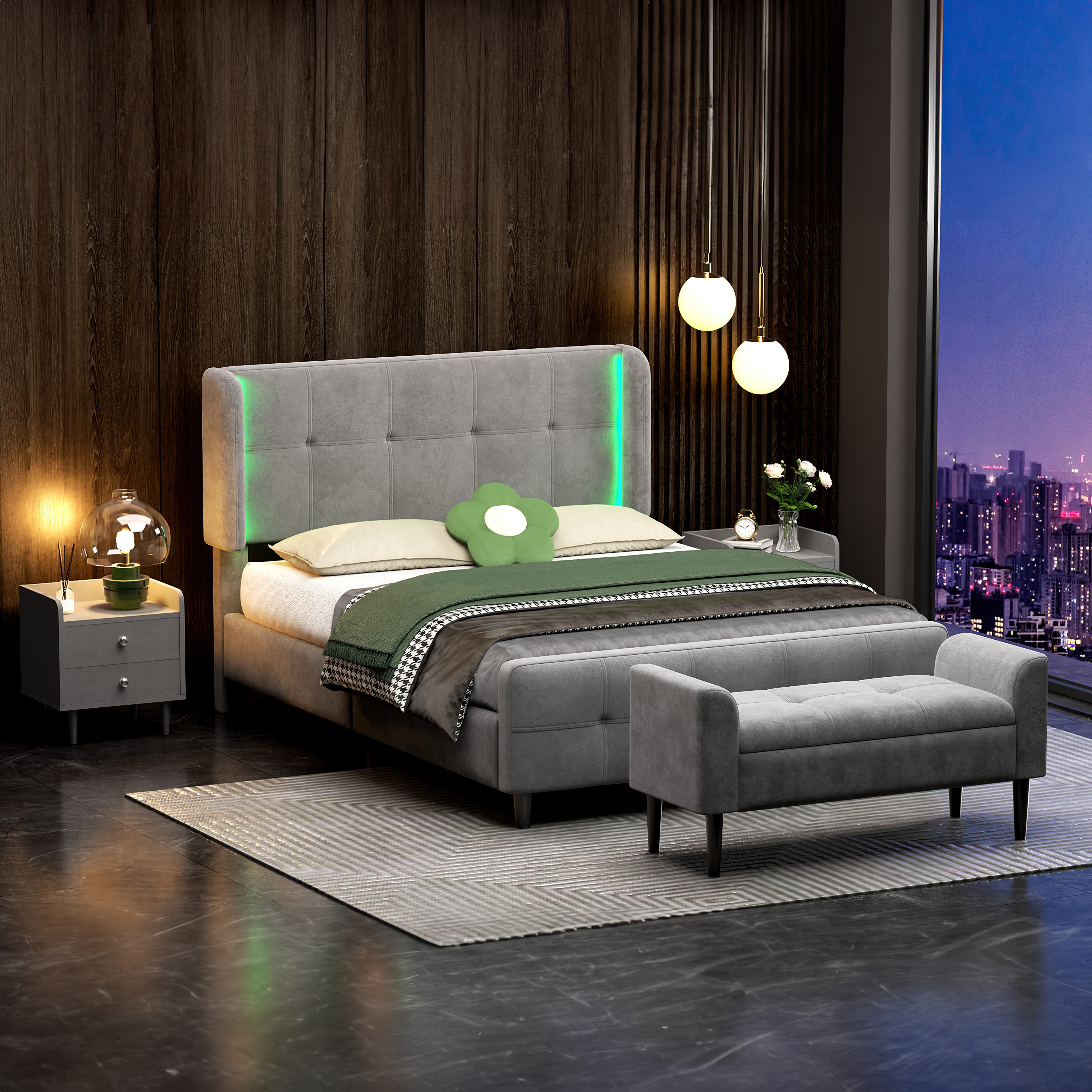 HAUSS SPOLE Polsterbett Komplettschlafzimmer Set Polsterbett, Nachttisch, B günstig online kaufen