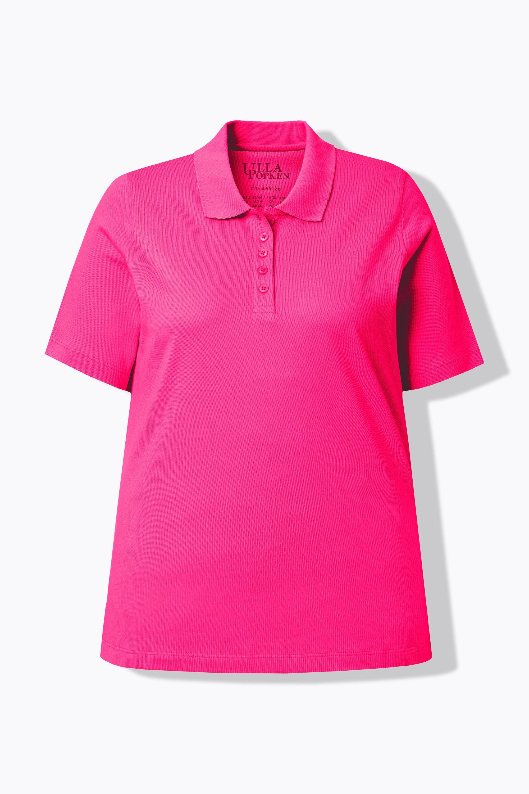 Ulla Popken Poloshirt Poloshirt längere Knopfleiste Polokragen Halbarm