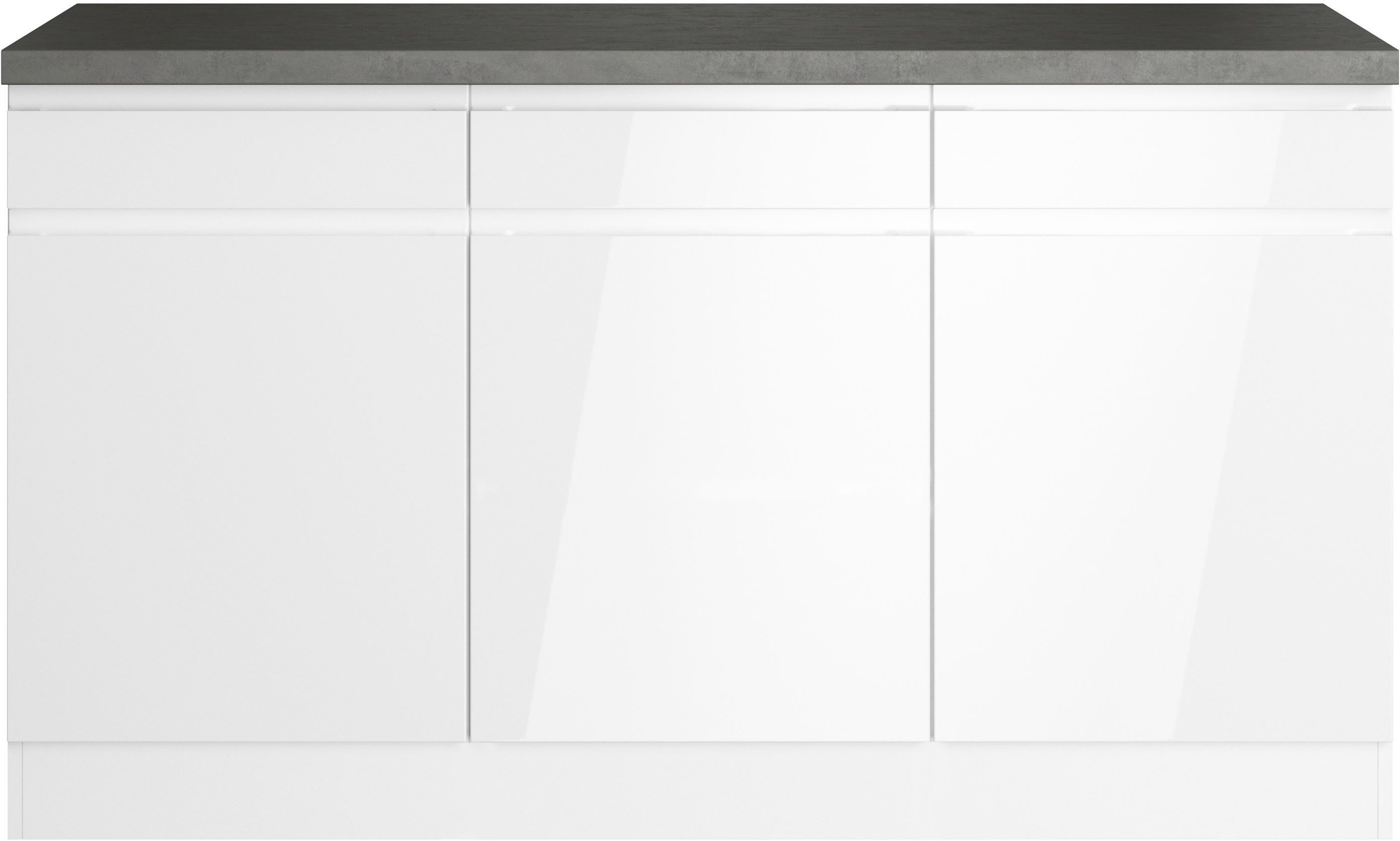 KOCHSTATION Unterschrank KS-Virginia,neu in verbesserter Ausführung (Stauraum, Softclose) Breite 150 cm, 3 Türen, Soft-Close-Funktion – Bild 2 von 5