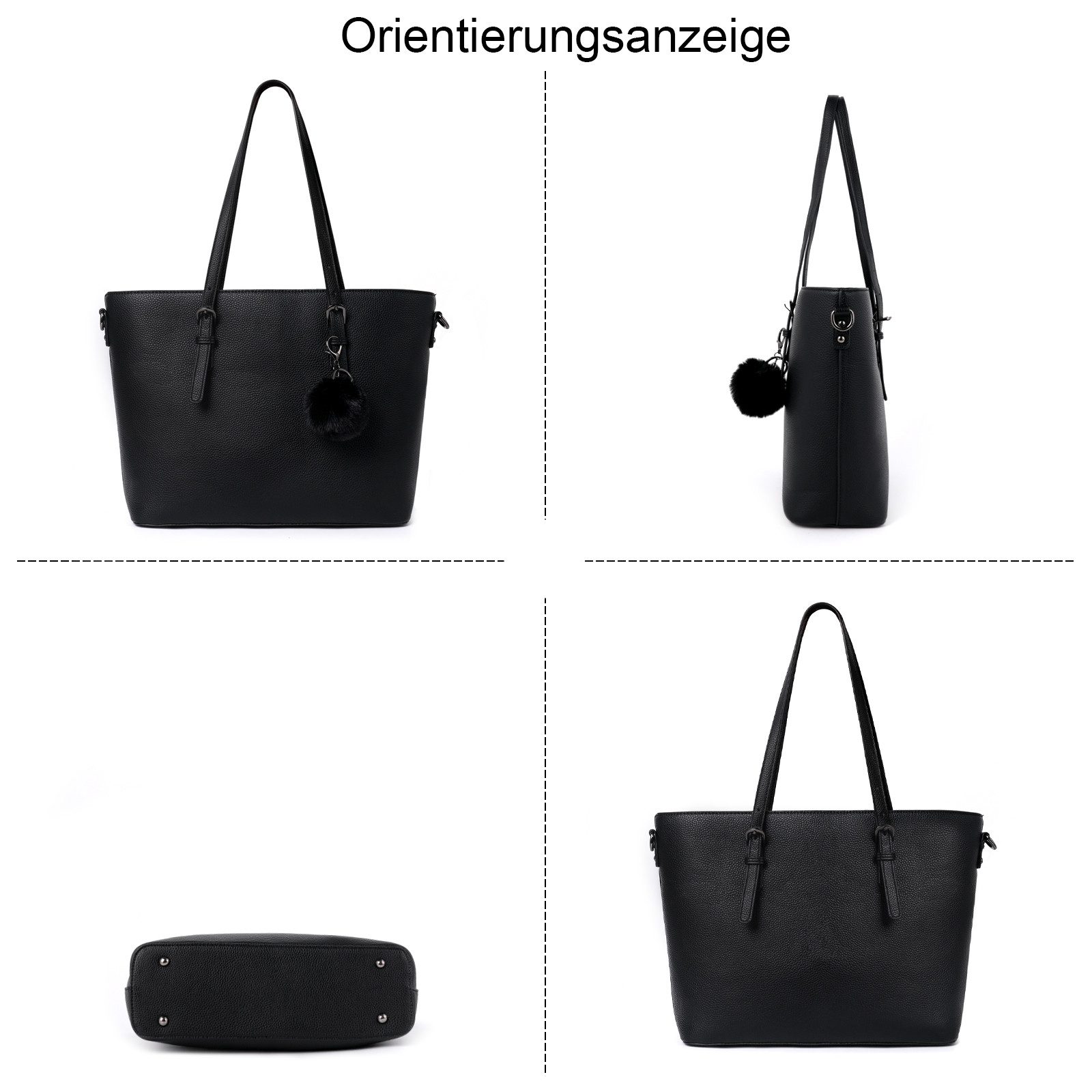TAN.TOMI Shopper Damen Handtasche mit Geldbörse und Schlüsselanhänger (Groß Damen Handtasche), Geschenke für Frauen in schlichter Optik