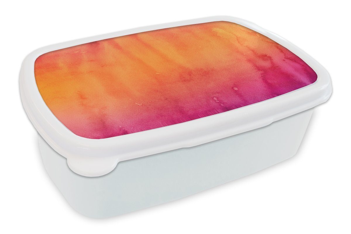 MuchoWow Lunchbox Aquarell Brotdose, für Rosa Kinder Kunststoff, Erwachsene, - weiß Brotbox und und - Orange, Jungs für Mädchen (2-tlg)