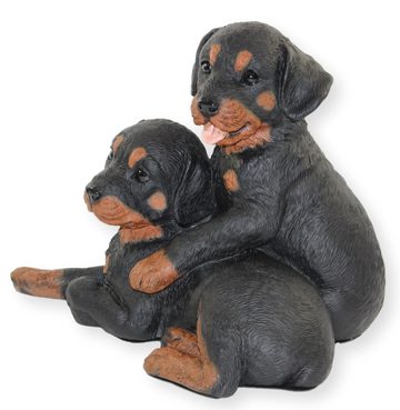 Castagna Tierfigur Dekofigur Hund zwei Rottweiler Welpen Hundefigur sitzend Kollektion Castagna aus Resin H 21 cm