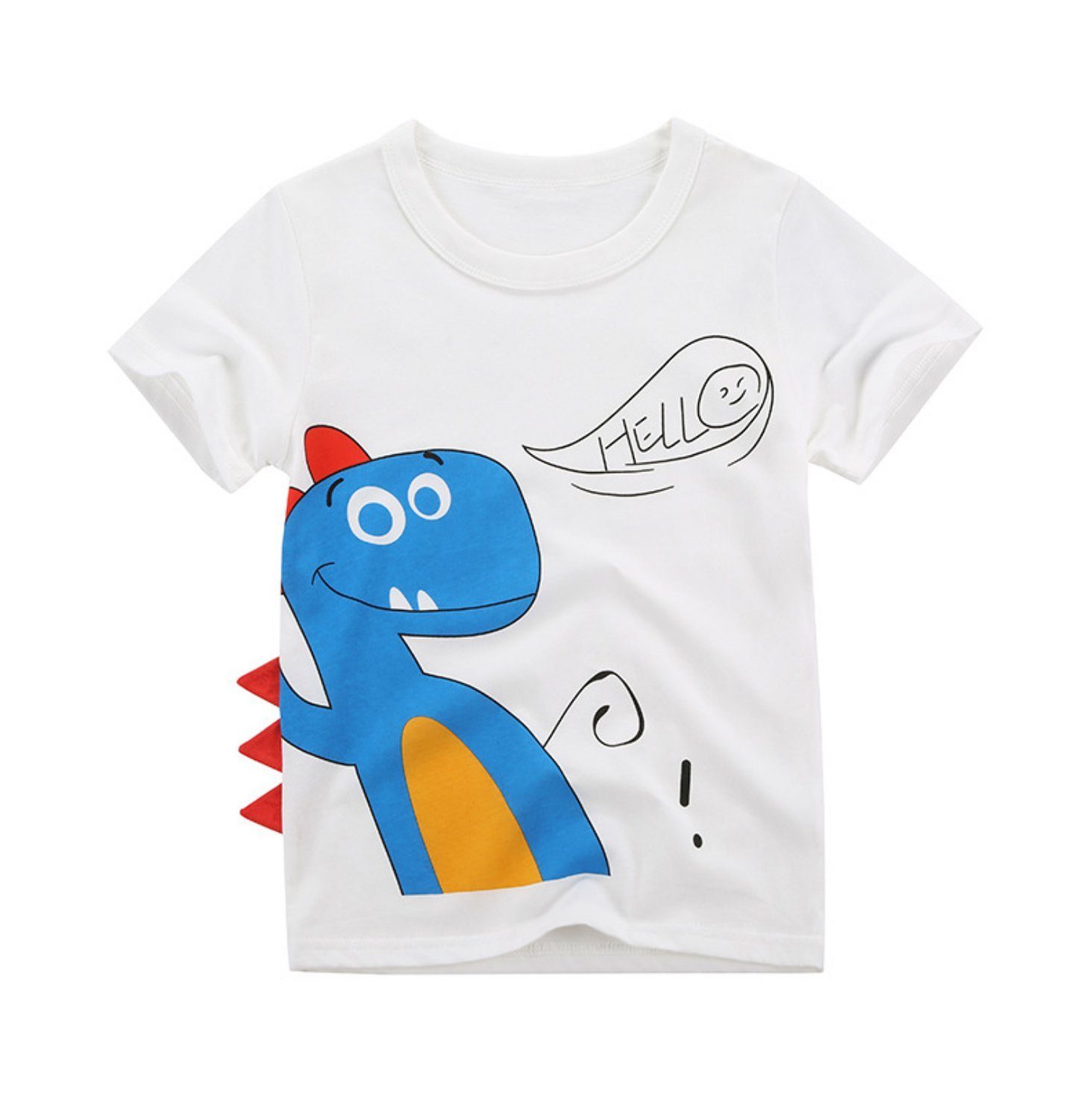 BiboBibo T-Shirt Dino-B7 (Kinder T-Shirt Baumwolle) Oberteil für Jungen Dino Tier Muster Tops Kinder Kleidung