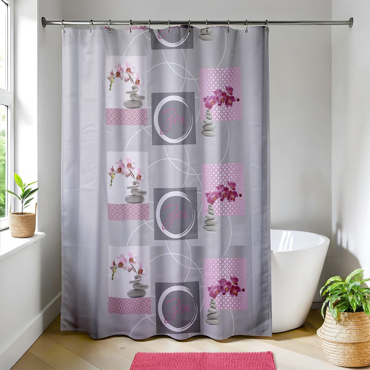 LikeKa Duschvorhang 180x200 cm Badevorhang aus Stoff Sichtschutz Raumteiler Wannenvorhnag