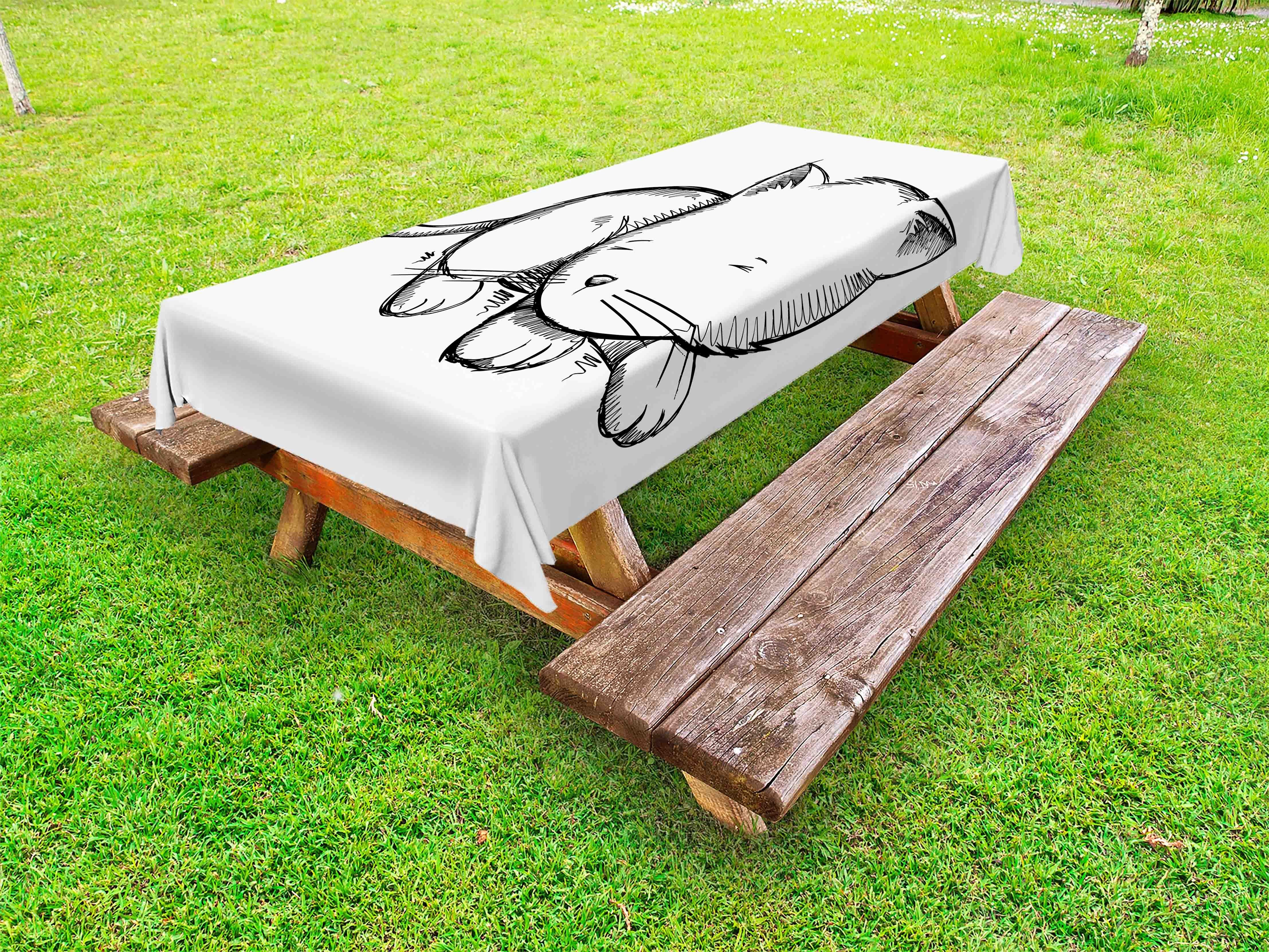 Kunst Tischdecke Abakuhaus Skizze-Kunst dekorative Sleepy waschbare Picknick-Tischdecke, Kätzchen Lustiges