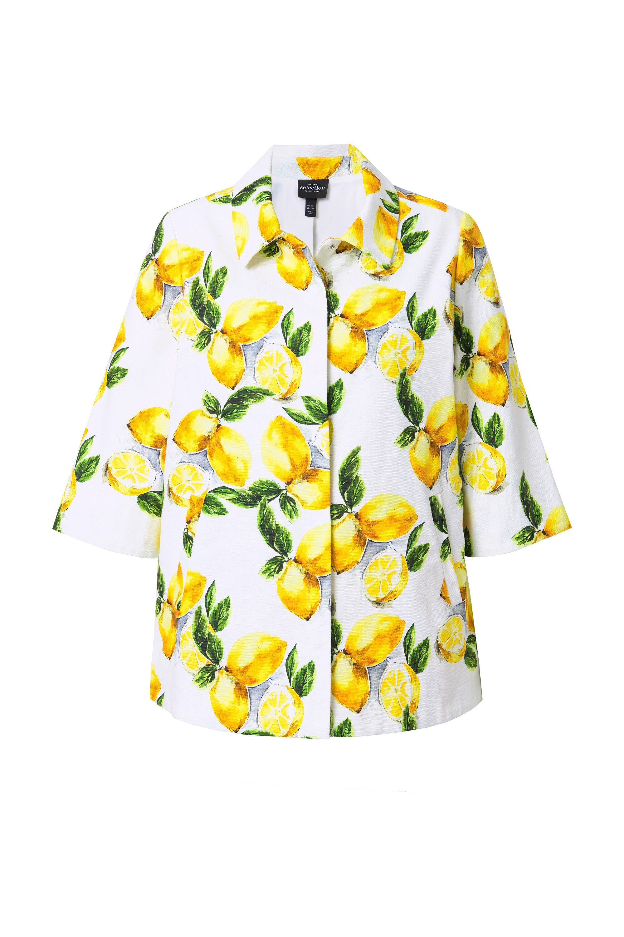Ulla Popken Sommerjacke Jacke Zitronen A-Linie Hemdkragen 3/4-Arm – Bild 2 von 4