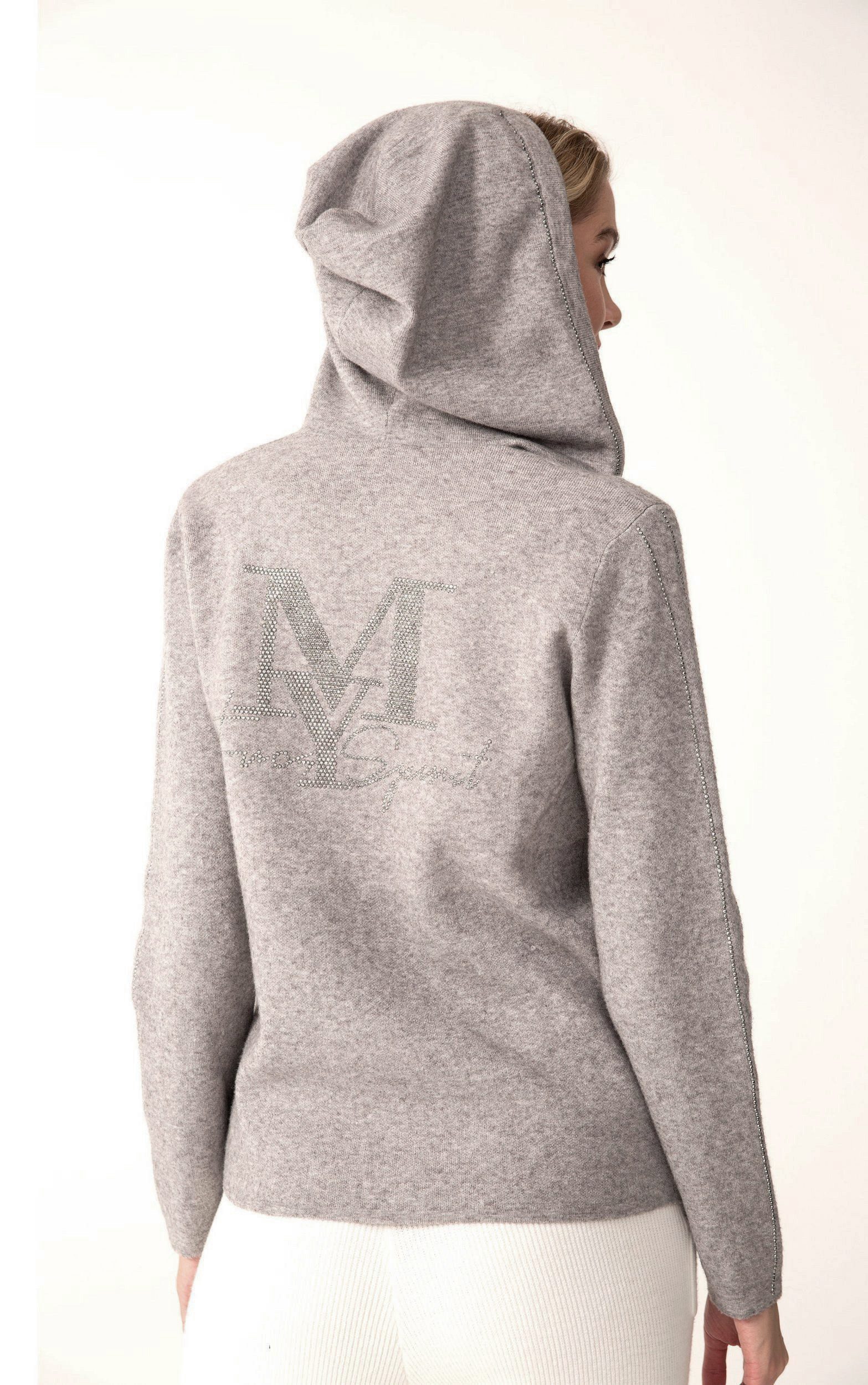 Passioni Kapuzenstrickjacke mit Glitzer-Schriftzug günstig online kaufen