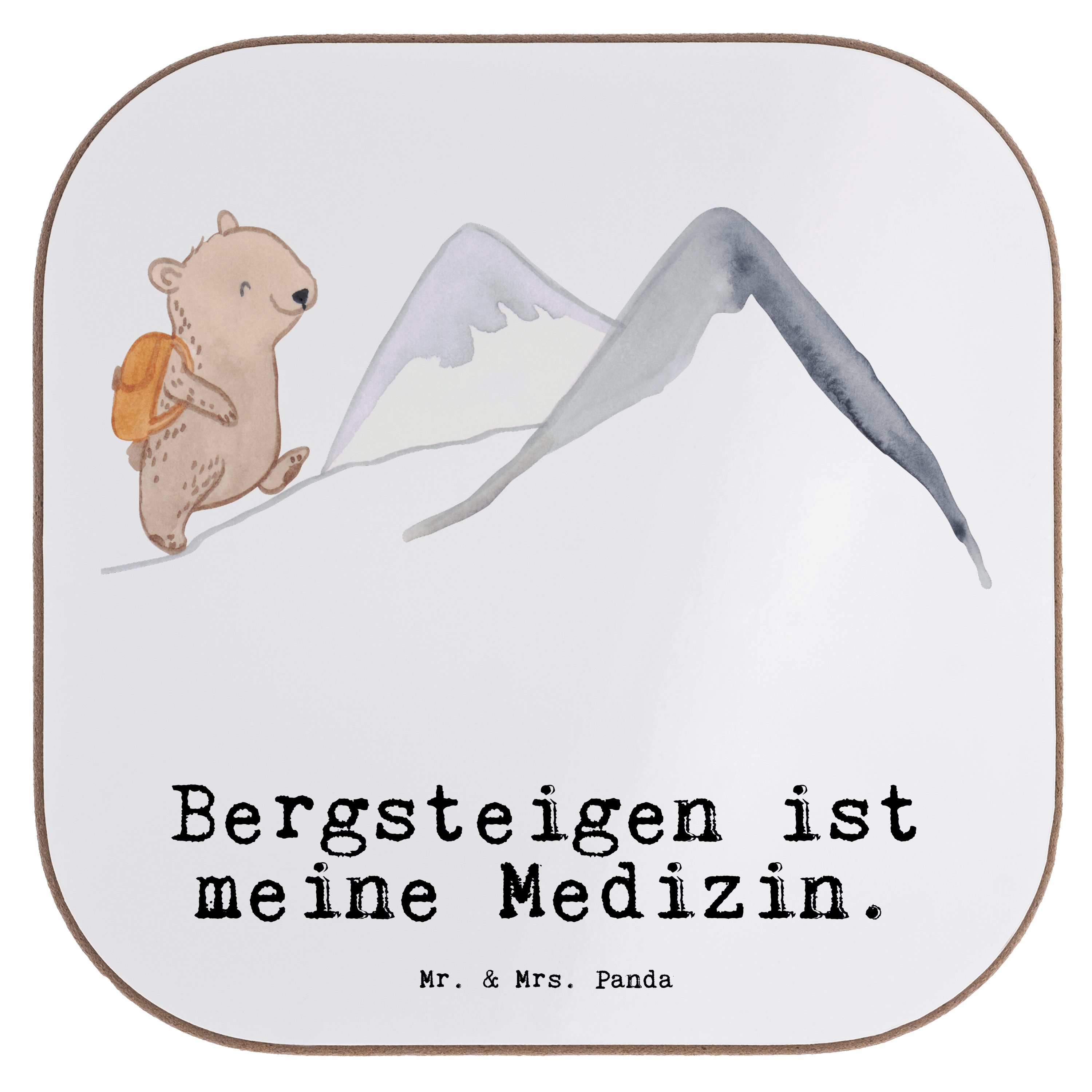Mr. wandern, Medizin - Mrs. Bär & - Bergsteigen Weiß Panda Geschenk, 1-tlg. Getränkeuntersetz, Getränkeuntersetzer