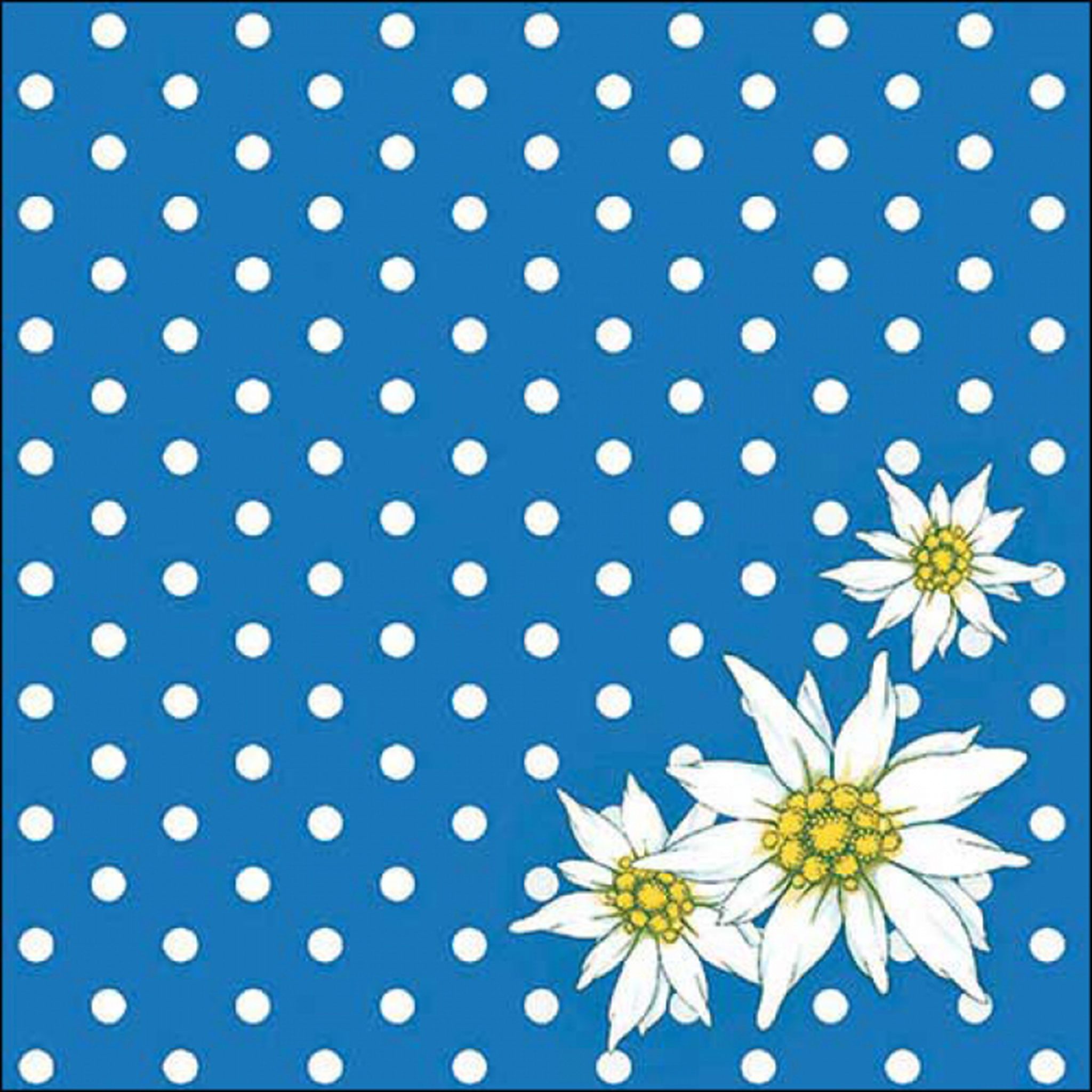 Ambiente Luxury Paper Products Papierserviette, Servietten Papier 33x33cm 3-lag. mit Edelweiß & Punkte Motiv 20 Stück