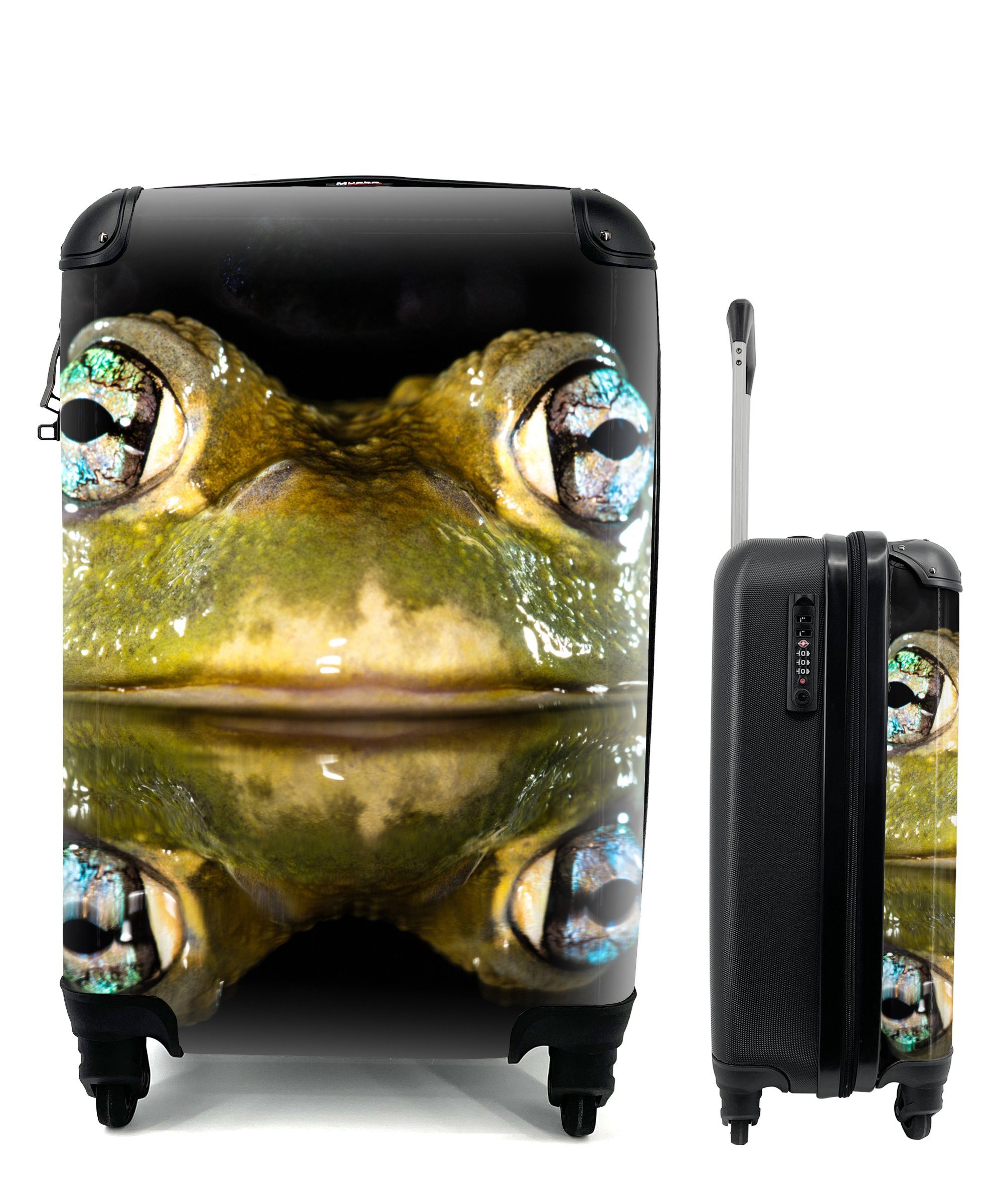 Handgepäck Ferien, Handgepäckkoffer 4 Frosch Porträt, mit - Reisetasche Augen - für Trolley, Reisekoffer MuchoWow rollen, Rollen,