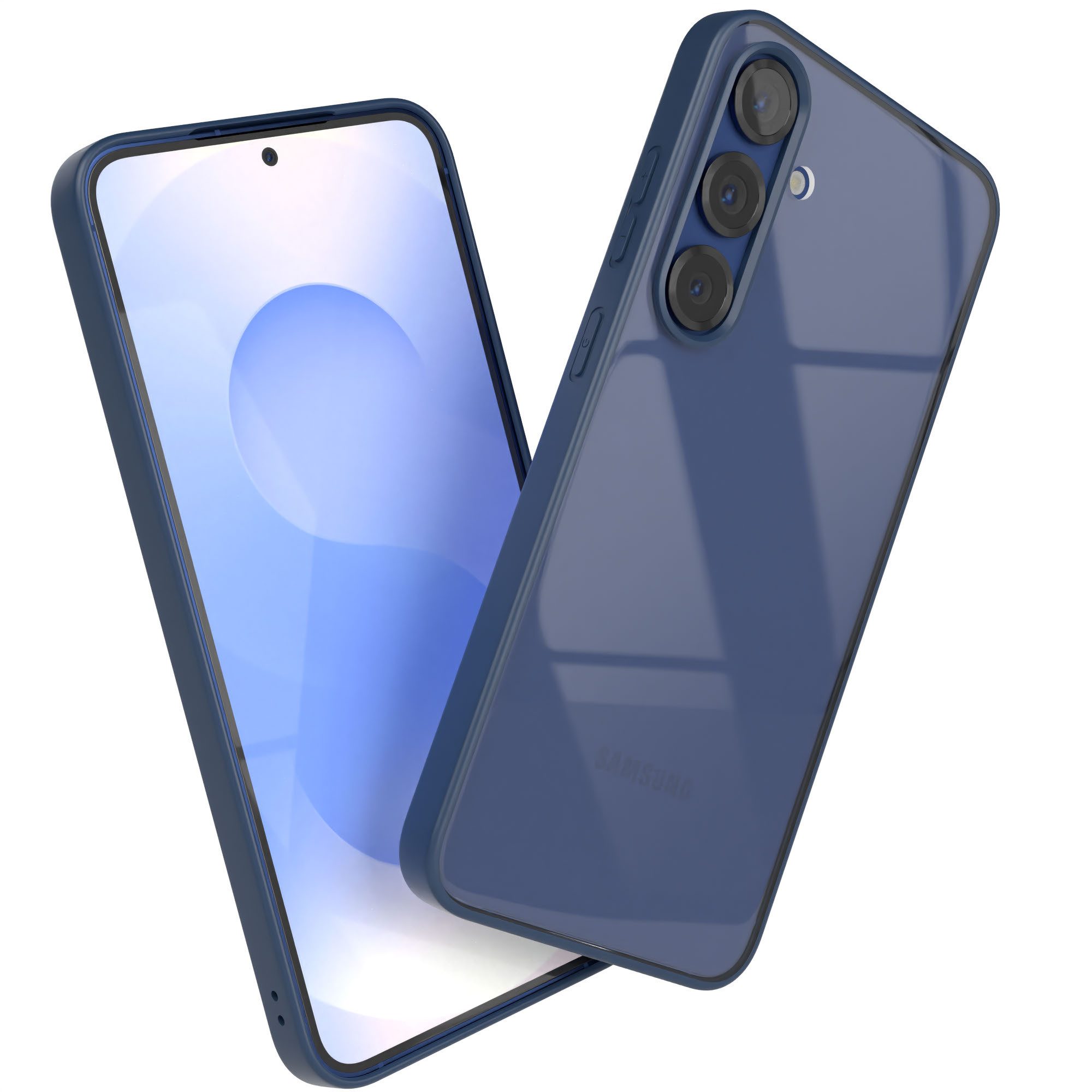 EAZY CASE Handyhülle Bumper Case für Samsung Galaxy S25 Plus 6,7 Zoll, Handyhülle Dünn mit Kameraschutz Hybrid Handyhülle Rand Nacht Blau
