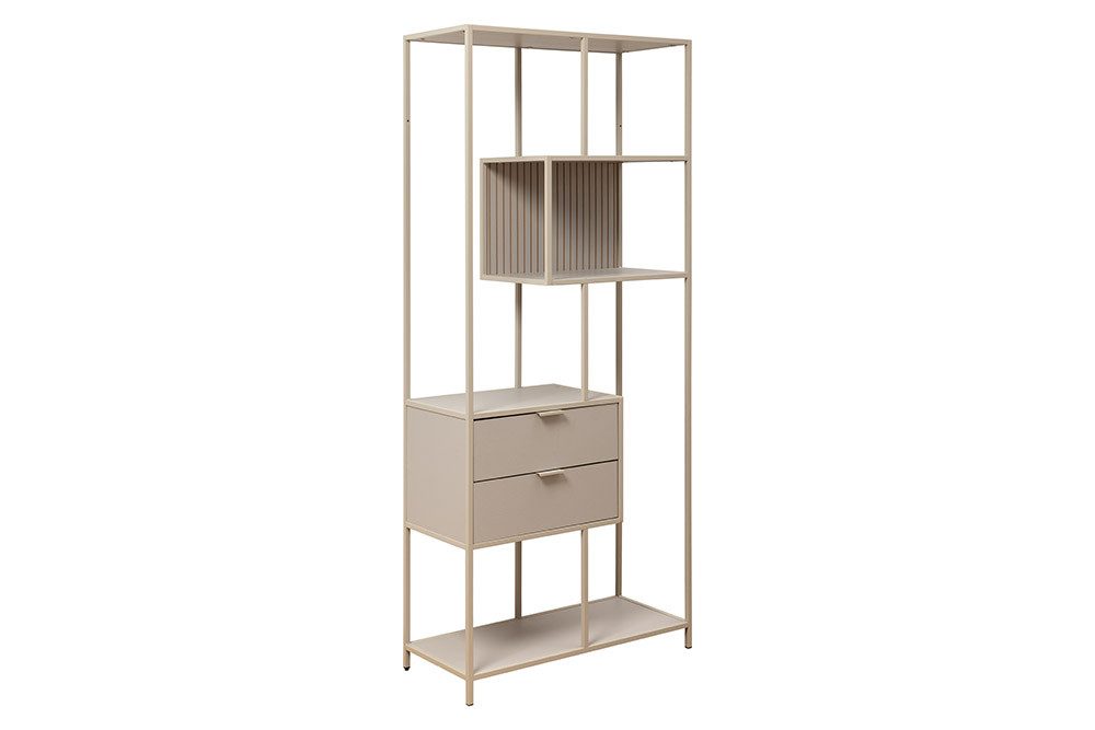 riess-ambiente Bücherregal SLIM LINE 185cm champagner beige Metall · Raumteiler mit Schubladen, Einzelartikel 1-tlg., Mehrzweckregal fürs Wohnzimmer mit 4 Fächern · Industrial Design