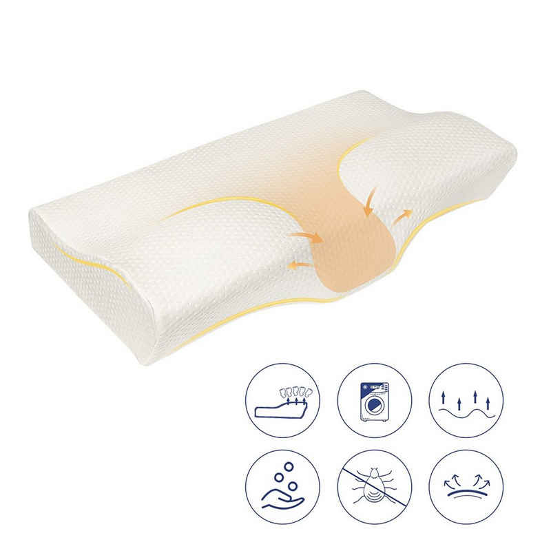 Nackenstützkissen Orthopädisches Nackenstützkissen aus Memory Foam, BlingBin, Füllung: Foam, Bezug: Space Memory Foam, Ohne Plattliegen für Seitenschläfer, Bauchschläfer & Rückenschläfer, für Unterstützung Kopfkissen gegen Nackenschmerzen Antischnarch