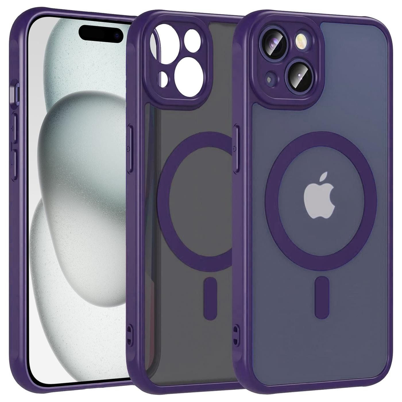 CoolGadget Handyhülle Magnet-Hülle für iPhone 15 Schutzhülle magnetisch 6,1 Zoll, Hülle Matt Stoßfest kompatibel mit Magsafe Zubehör Kameraschutz Case