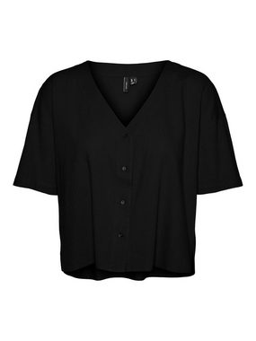 Vero Moda Blusenshirt Kurzarm Hemd Bluse V-Ausschnitt Shirt VMJESMILO 5549 in Schwarz-2