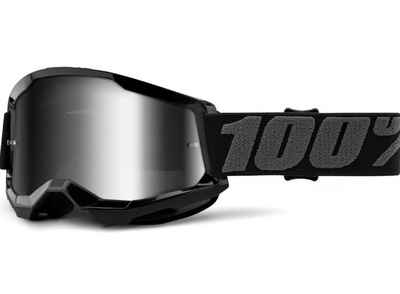 100% Motorradbrille 100% Strata V2 goggle Motocross Brille Schwarz (Verspiegelt)