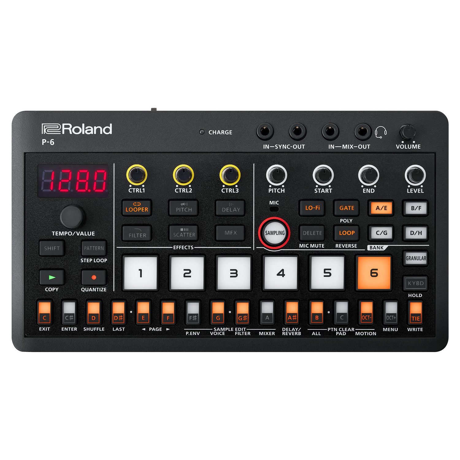 Roland Audio Roland Aira P-6 Creative Sampler mit Kopfhörer Digitales Aufnahmegerät