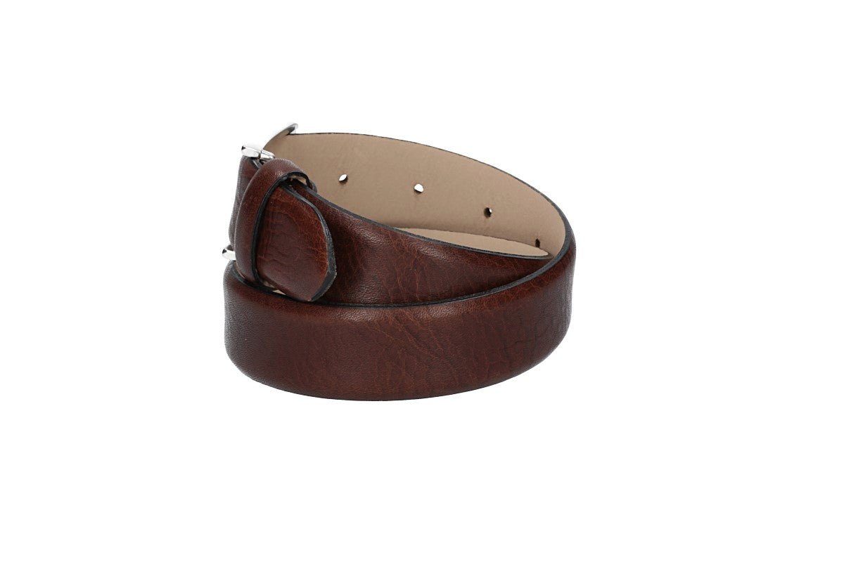 kiddybelts Ledergürtel Ledergürtel Kids 30mm in Cognac bombiert mit Schließe in Silber (BAZ12_69, 1-St) sehr weiches Vollrindleder
