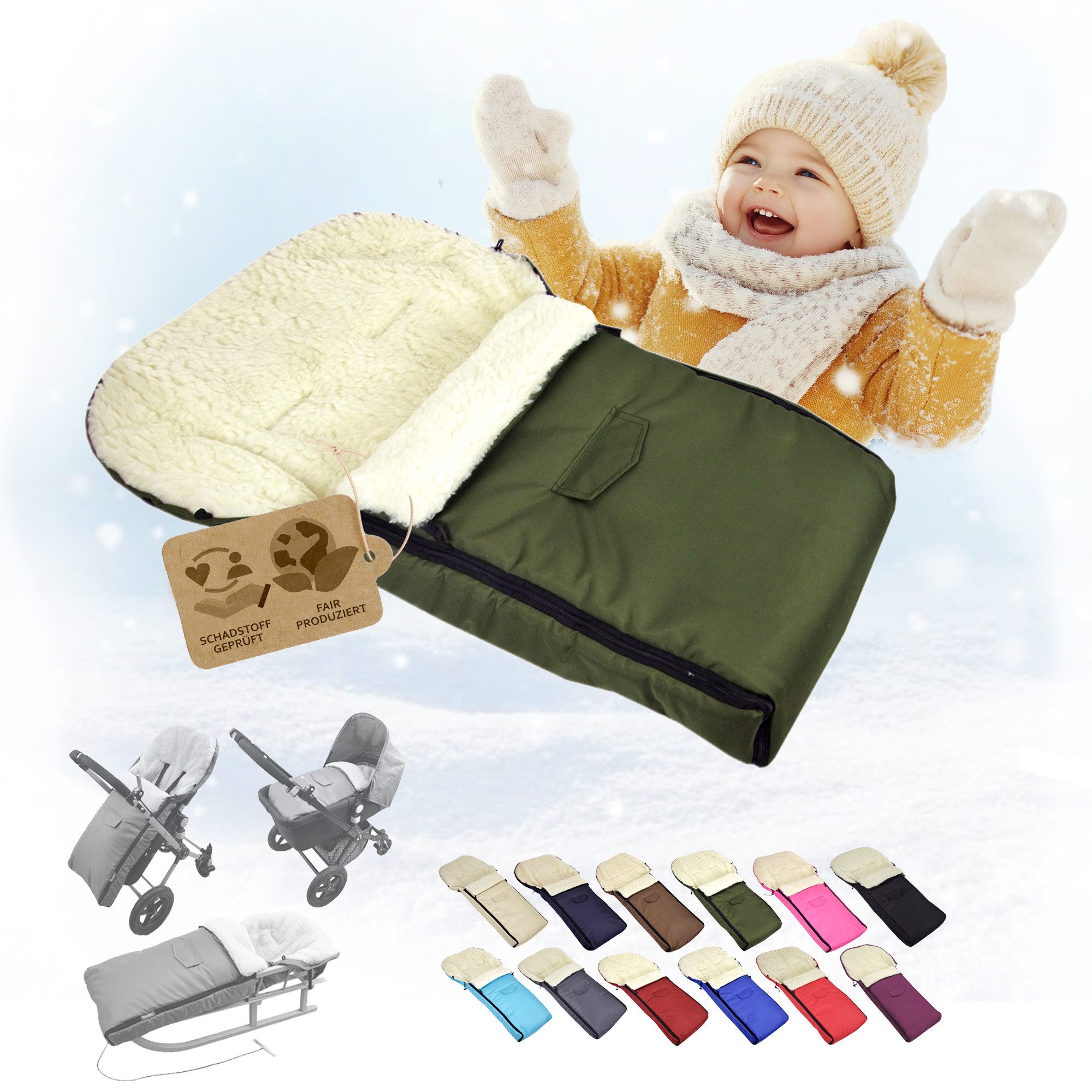 BambiniWelt by Rafael K. Fußsack Winterfußsack Babyfußsack Fußsack Kinderwagen Wolle universal 90cm, universal