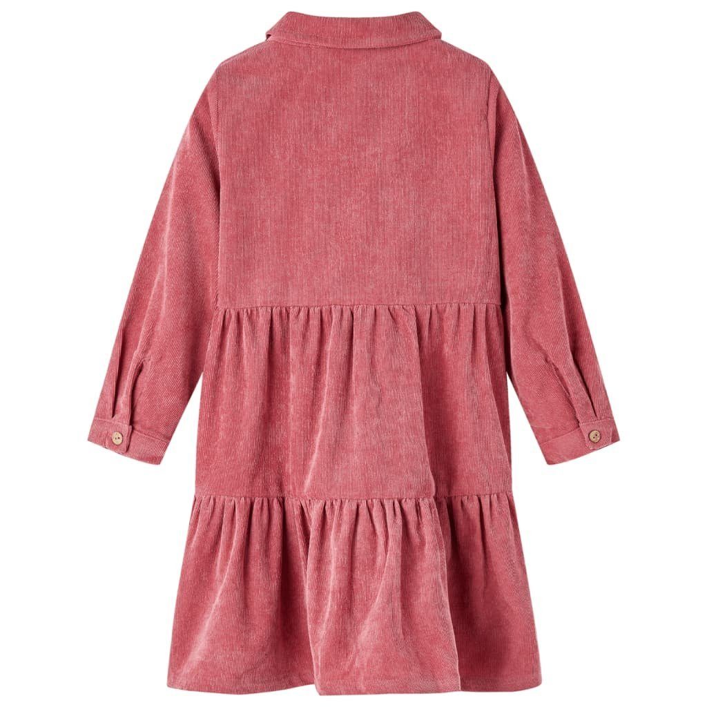 Ärmeln Cord vidaXL Kinderkleid mit 104 Altrosa Langen A-Linien-Kleid