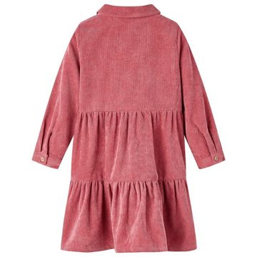 vidaXL A-Linien-Kleid Kinderkleid mit Langen Ärmeln Cord Altrosa 116