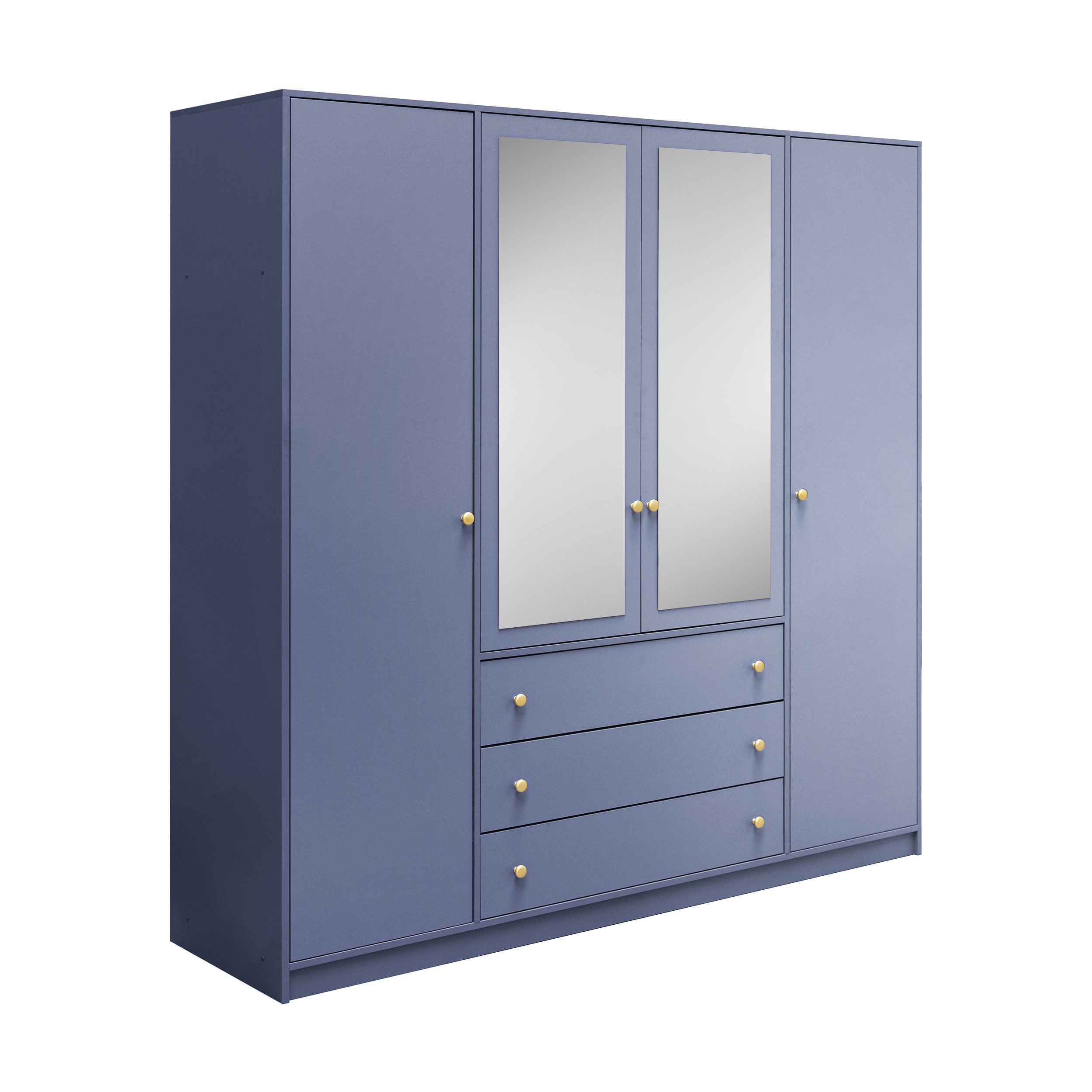 Beautysofa Kleiderschrank mit Spiegel und 3 Schubladen (Zur Auswahl: zweitürig, dreitürig oder viertürig, verschiedene Farben) Höhe 200 cm