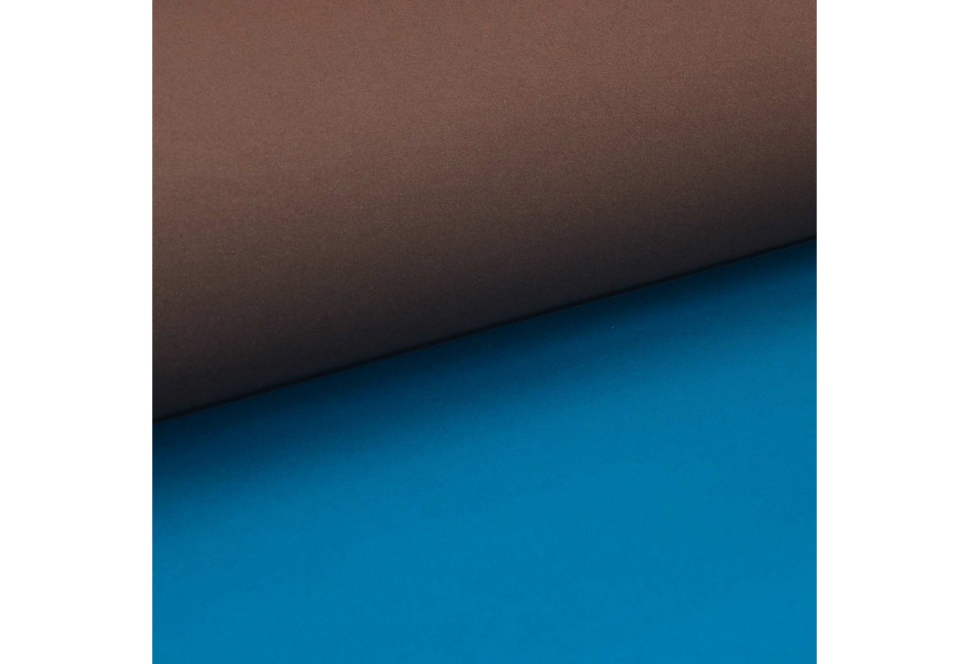 Thumbnail - maDDma Stoff 0,5m Neopren Stoff Doubleface 3mm Stretch 130cm breit Meterware, rehbraun-himmelblau
