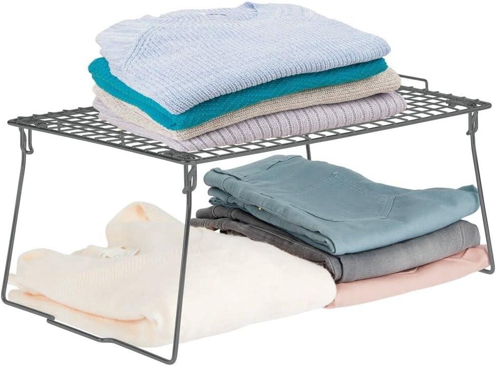 mDesign Aufbewahrungssystem Regaleinsatz stapelbar grau Schrankregal Schrankeinsatz Organizer Re