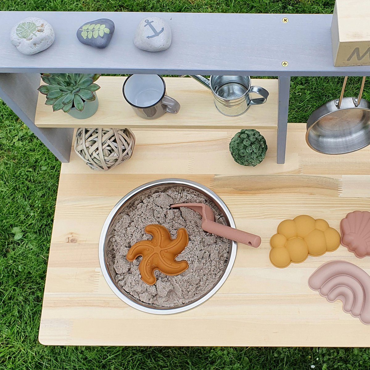 MUDDY BUDDY® Outdoor-Spielküche Mud Starter Holz, wolkengrau-natur Matschküche