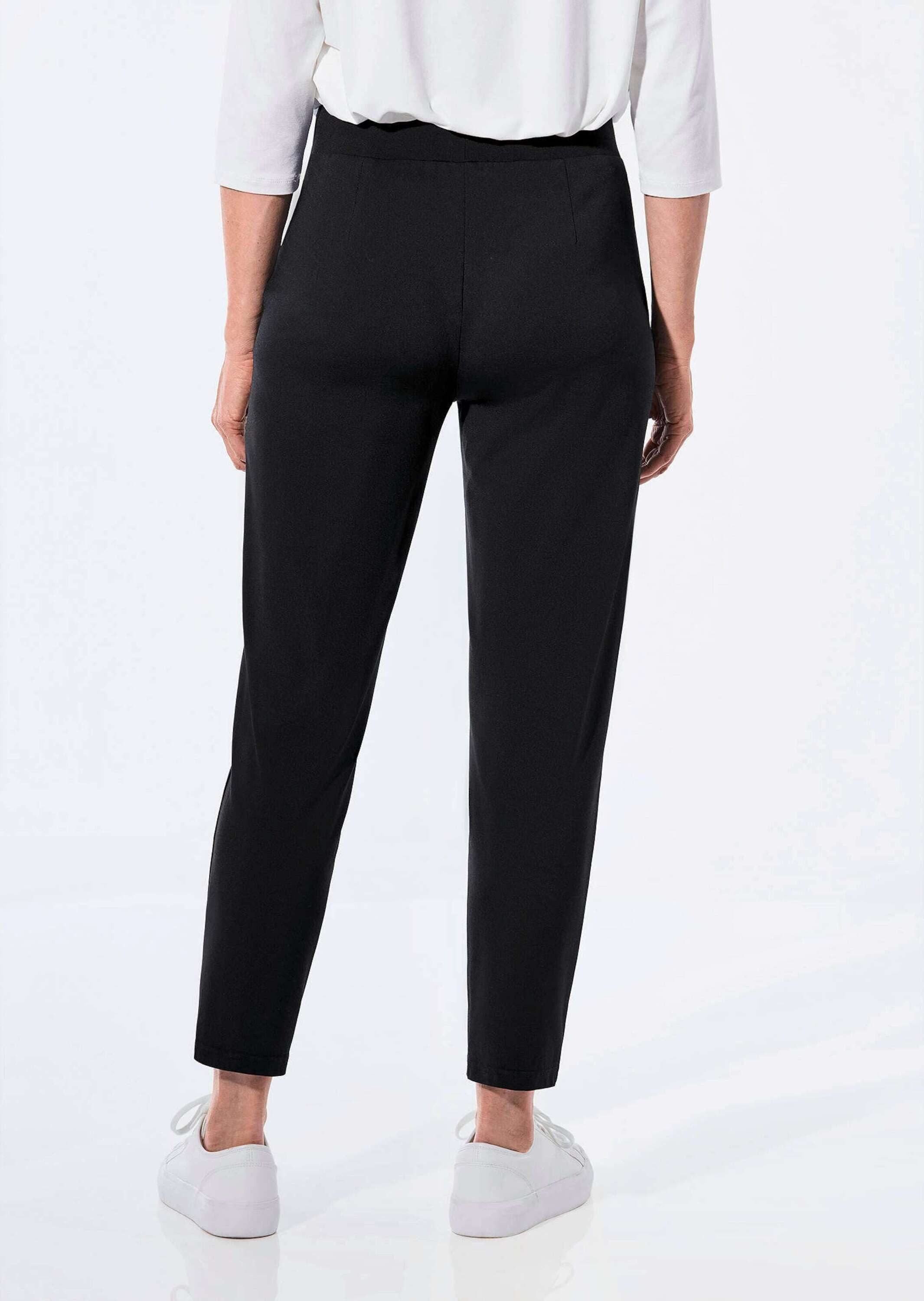 GOLDNER Schlupfhose Kurzgröße: Elegante 7/8-Schlupfhose SARA Slim Fit Jerseyhose mit Rundum-Dehnbund und Biesen