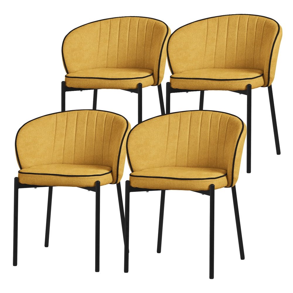 ML-DESIGN Polsterstuhl Esszimmerstühle mit Armlehne & Rückenlehne Ergonomische moderne Design (4 St), Armlehnstuhl mit Metallbeine 4er Set Senf Lounge Sessel bis 120kg