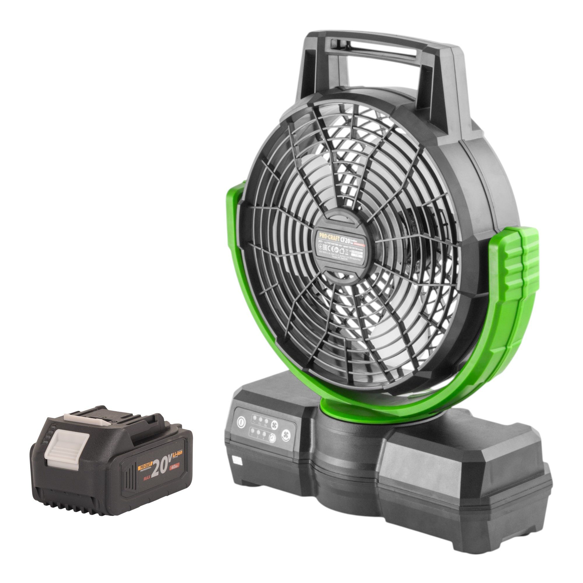 PRO CRAFT Akku-Standventilator CF20bb Akku Ventilator 20V 235 mm + 1x Akku 4,0 Ah - ohne Ladegerät