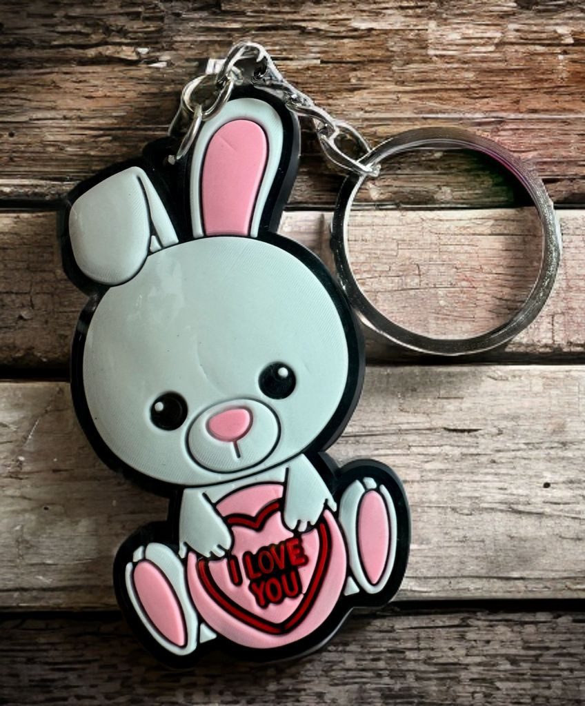 Whitehouse Leisure International Ltd Schlüsselanhänger Schlüsselanhänger Kinder Mini Anhänger keychain Love Hearts Hase, Schlüsselanhänger von Herzen ein Geschenk für Mädchen und Jungen 6 cm