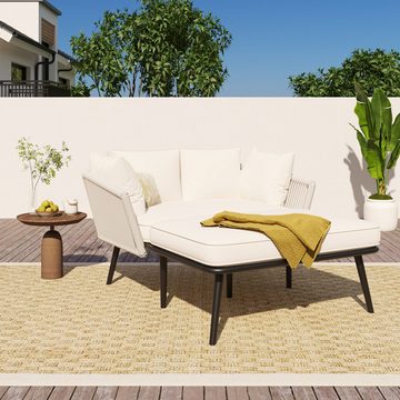 MODFU Gartenlounge-Set Gartensofa, (2 Kissen, 2 Polster), mit abnehmbar Kissen,Sonnenliege im Außenbereich