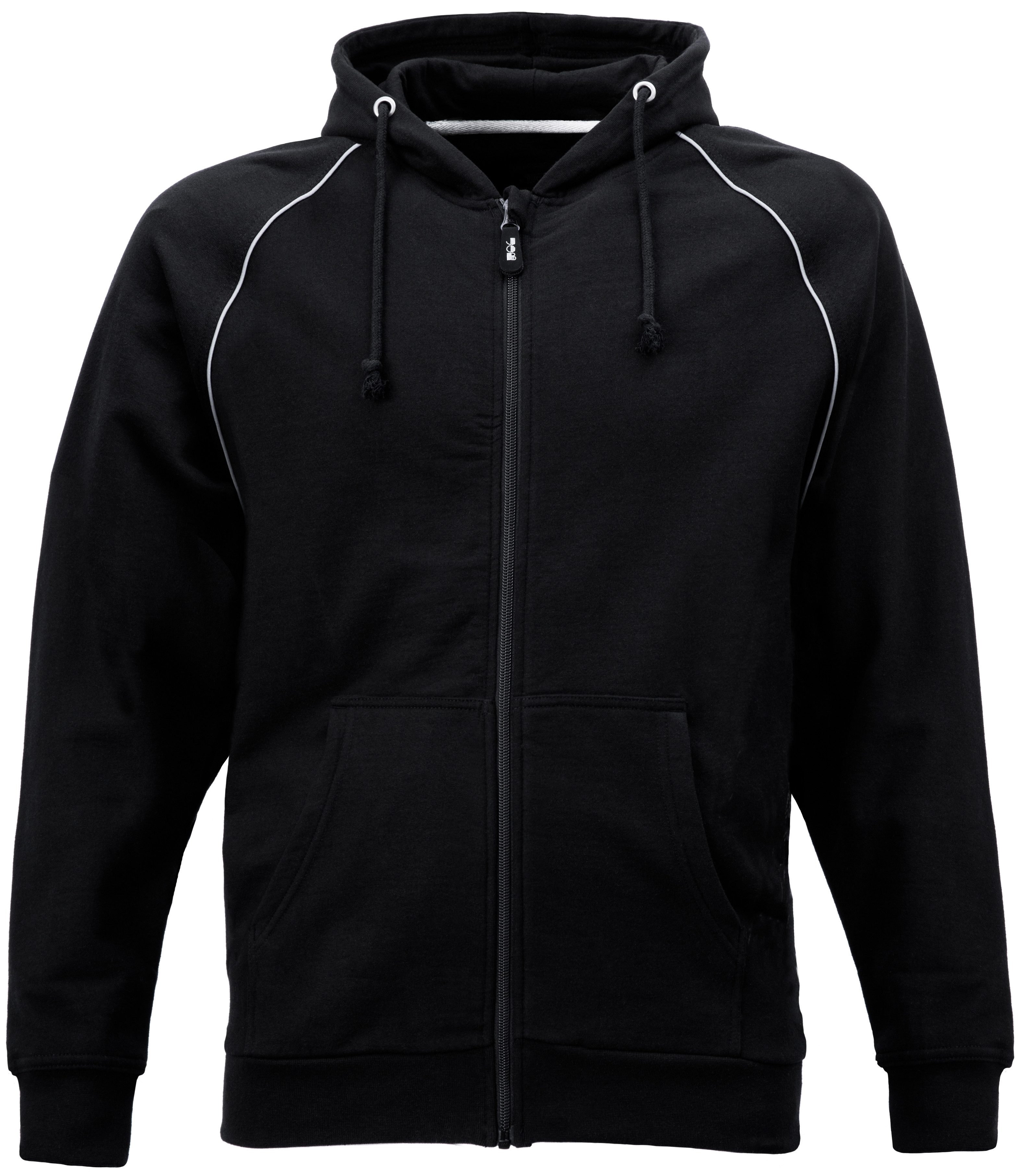 JOB Kapuzensweatjacke Hoodie Arbeitsjacke Schwarz – Sweatjacke mit Kapuze & Reflex