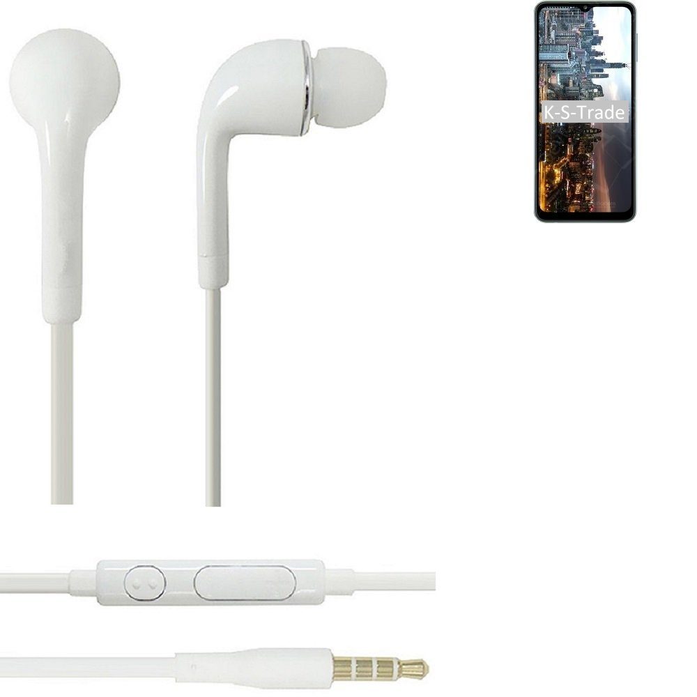 K-S-Trade für Samsung Galaxy M32 5G In-Ear-Kopfhörer (Kopfhörer Headset mit Mikrofon u Lautstärkeregler weiß 3,5mm)