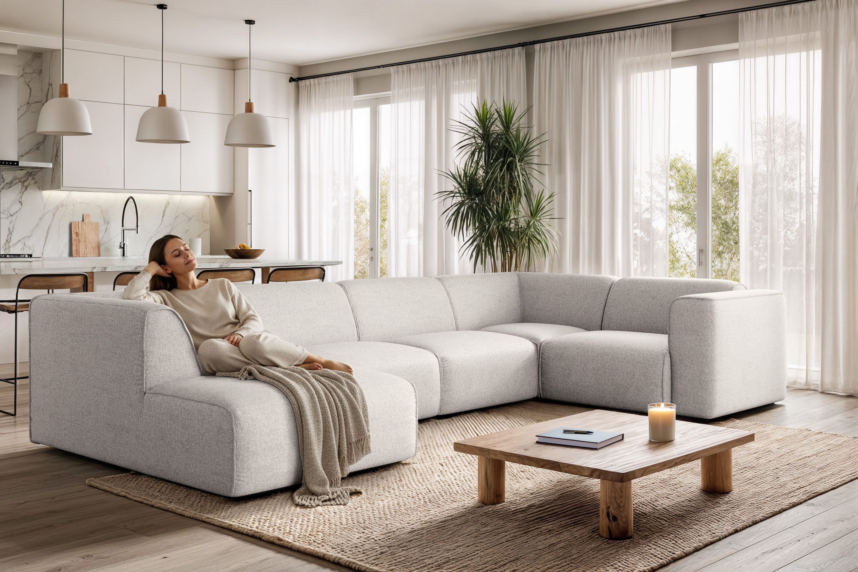 OTTO home Wohnlandschaft Merid U-Form, B: 367 cm, jederzeit durch Module erweiterbar